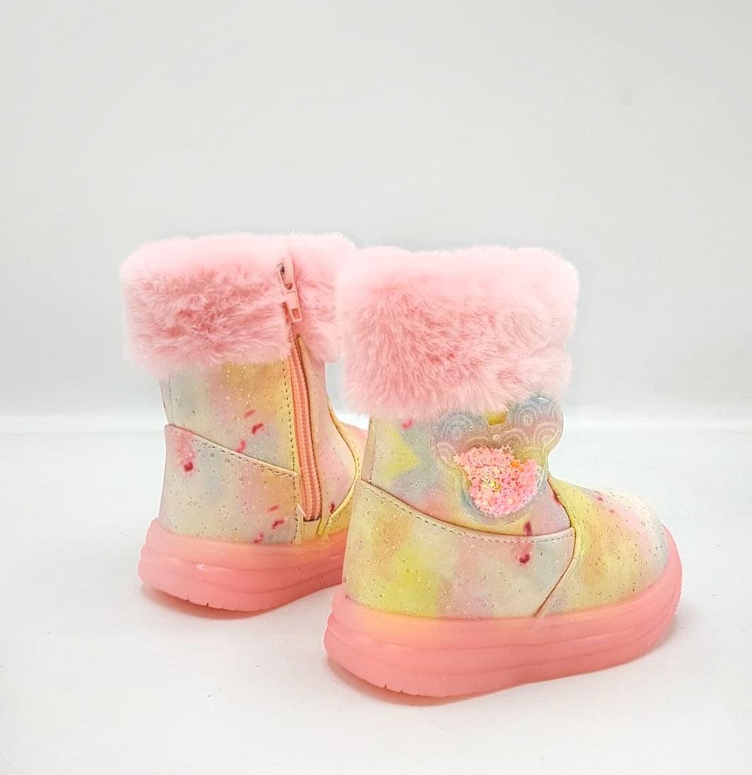 Colorful Warm Long Shoes with Glowing Soles for Kids - LTBLN-1