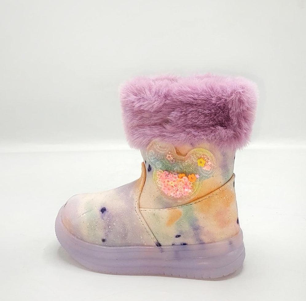 Colorful Warm Long Shoes with Glowing Soles for Kids - LTBLN-1