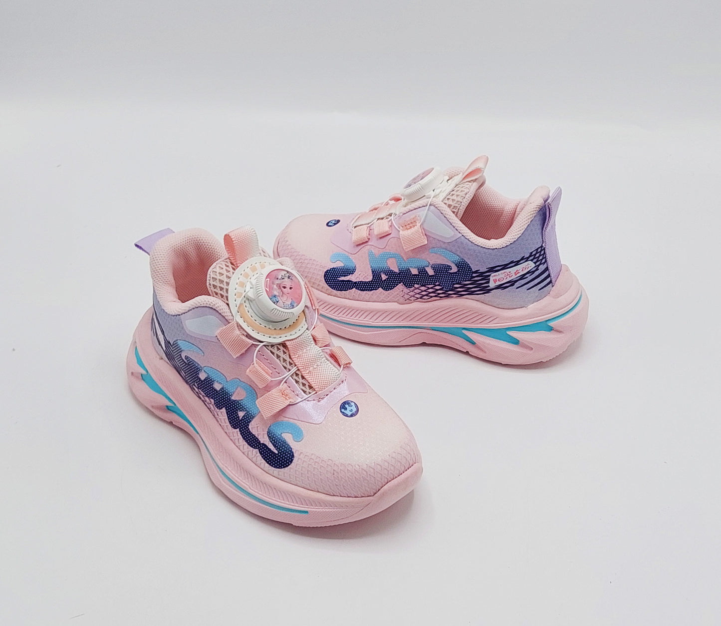 Kids Girls Light-Weight Trendy Look Sneakers with Autolace - 2027