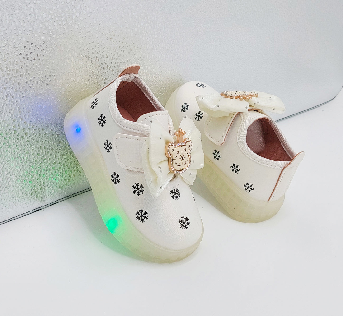 Lights in Sole Beautiful Printed Design Sneakers Shoes for Kids Girls - ABB207