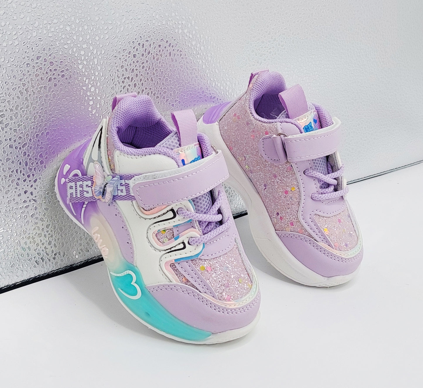 Premium Quality Soft Sole Glittered Design Sneakers for Kids girls - UM03