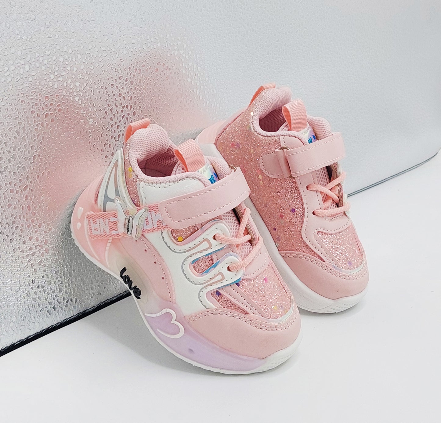 Premium Quality Soft Sole Glittered Design Sneakers for Kids girls - UM03