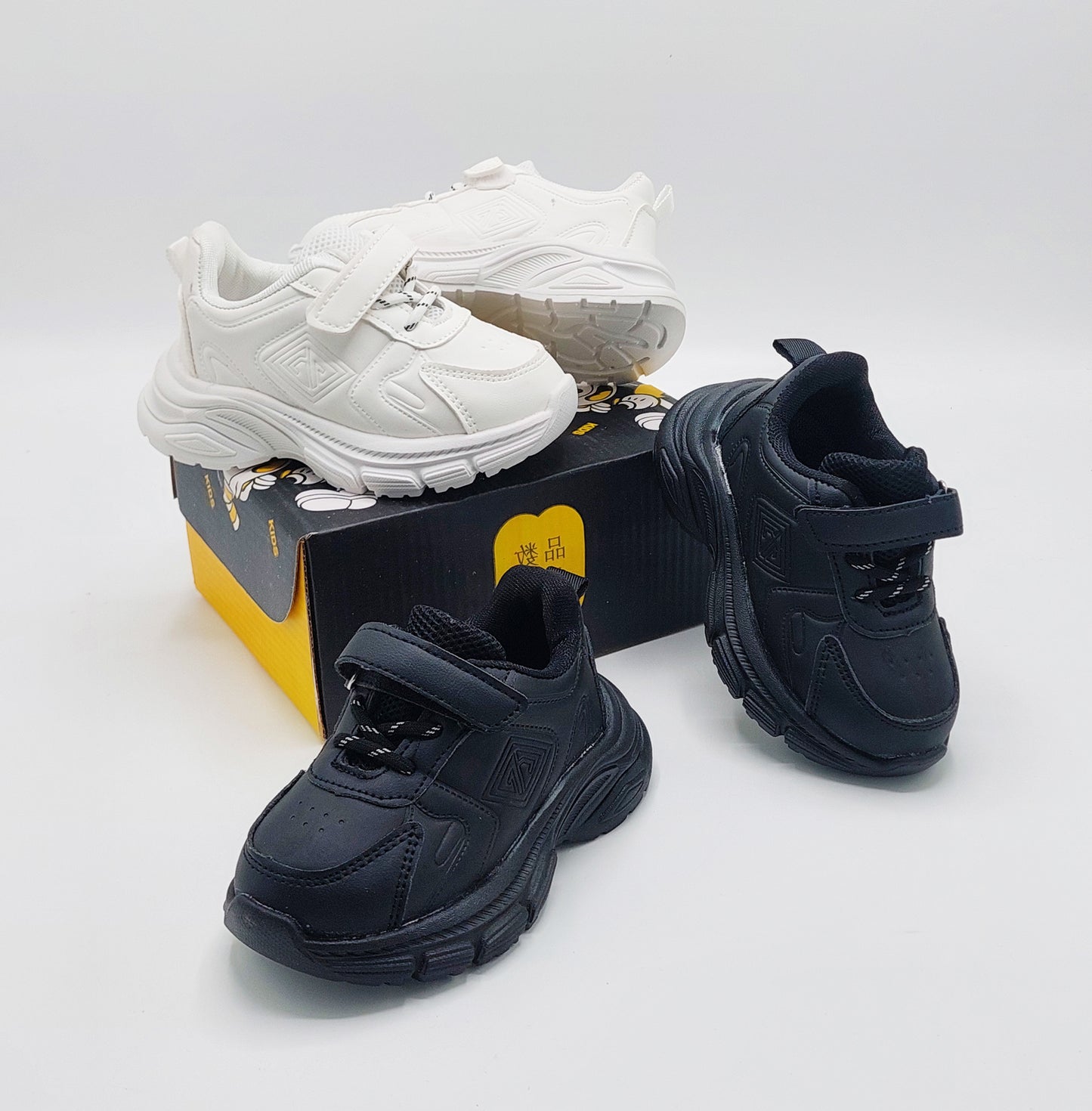 Premium Quality Soft Sole Black & White Sneakers for Kids - A28
