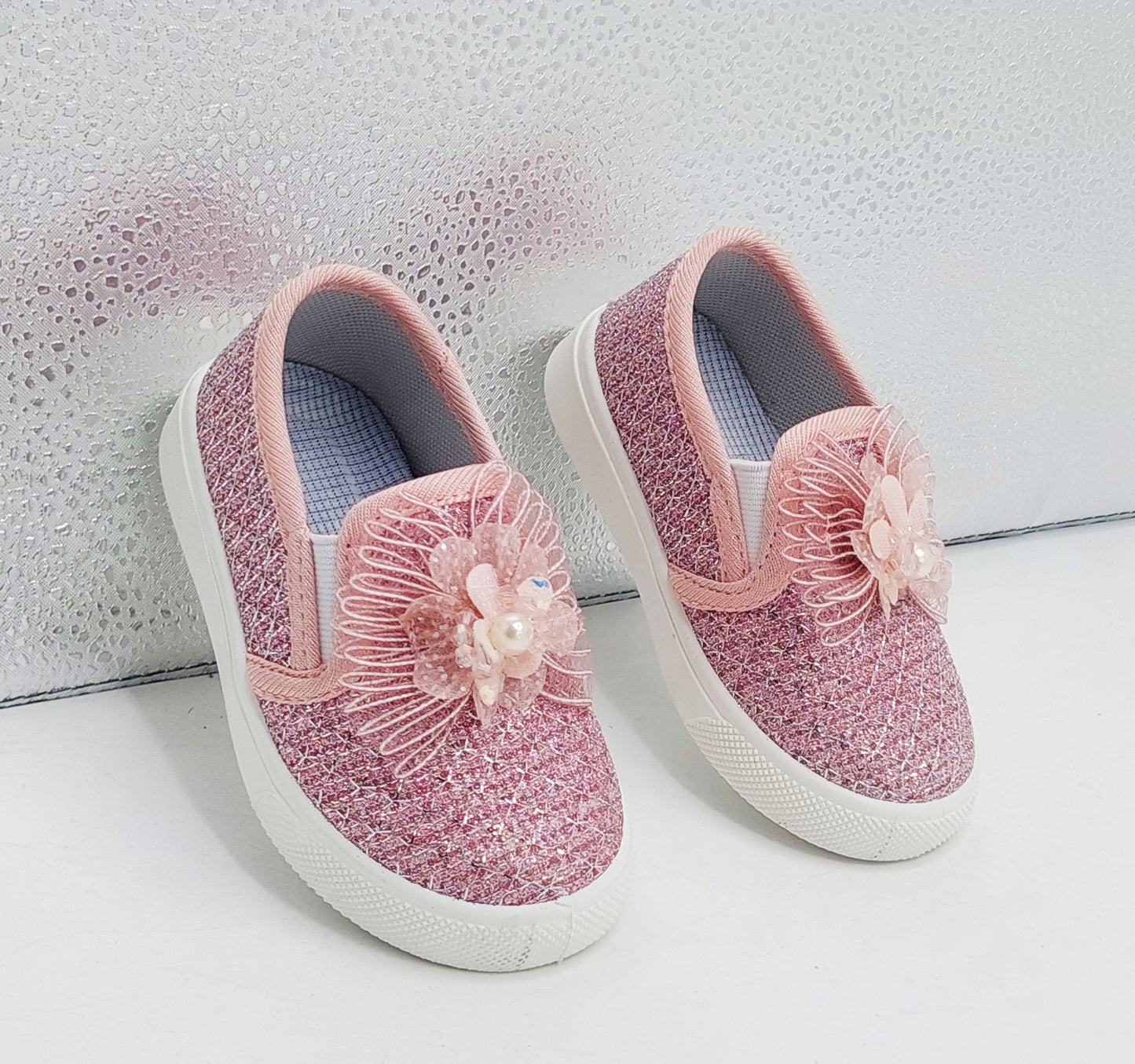 Beautiful Design Fancy Look Canvas Shoes for Kids Girls - 007 (Pink)