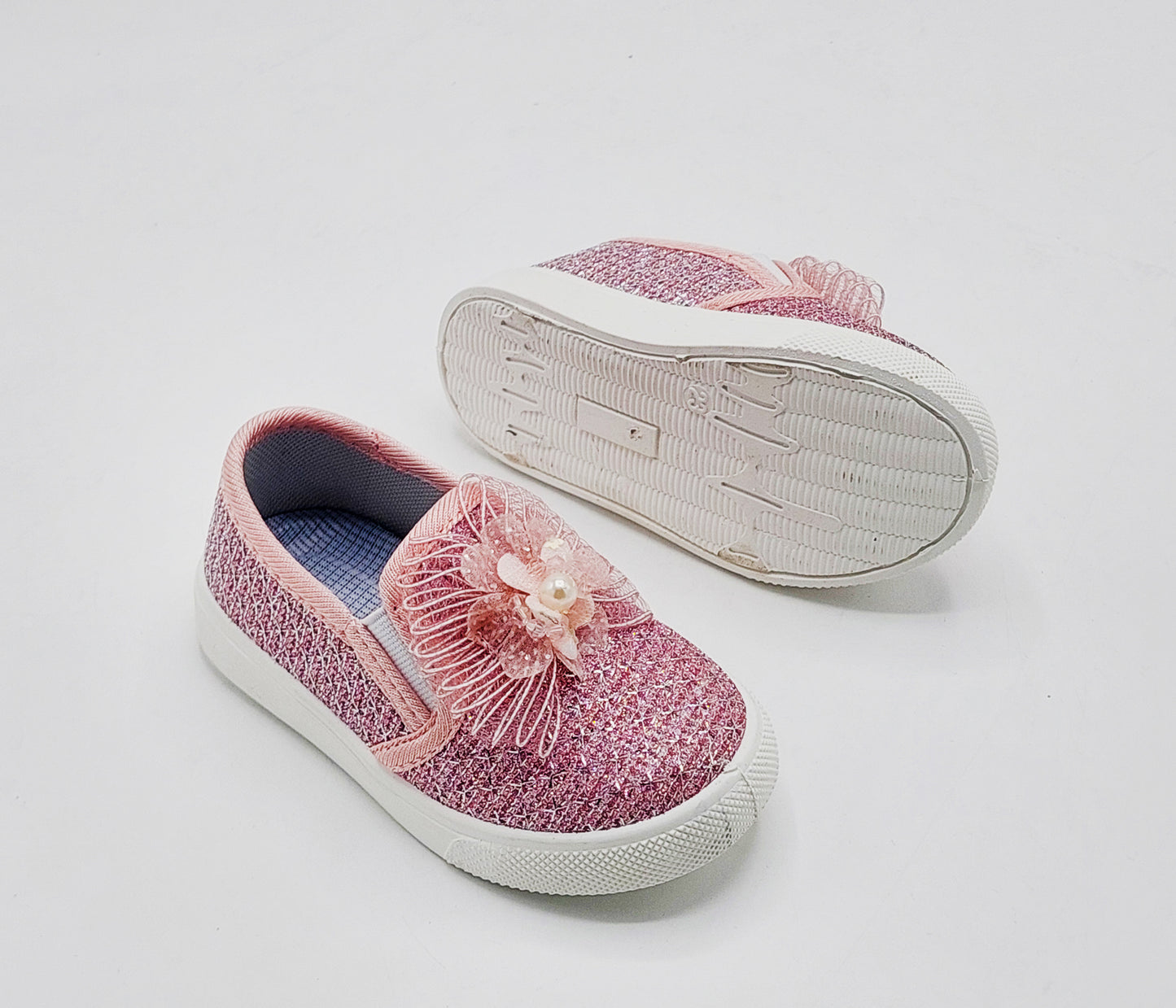 Beautiful Design Fancy Look Canvas Shoes for Kids Girls - 007 (Pink)