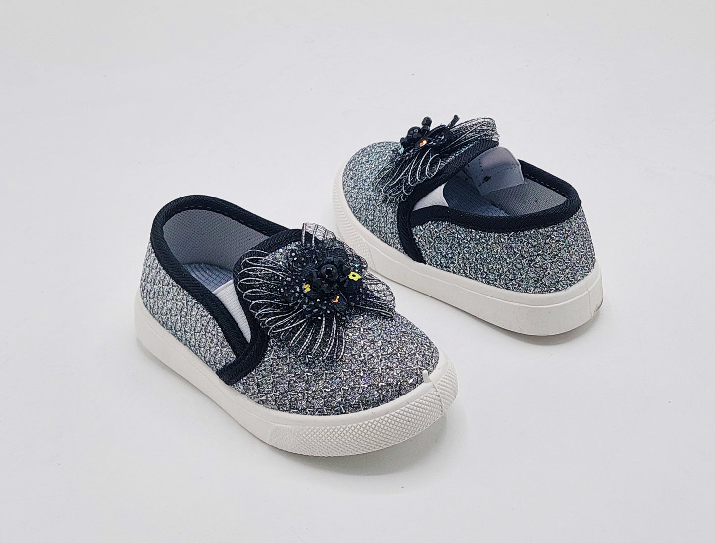 Beautiful Design Fancy Look Canvas Shoes for Kids Girls - 007 (Black)