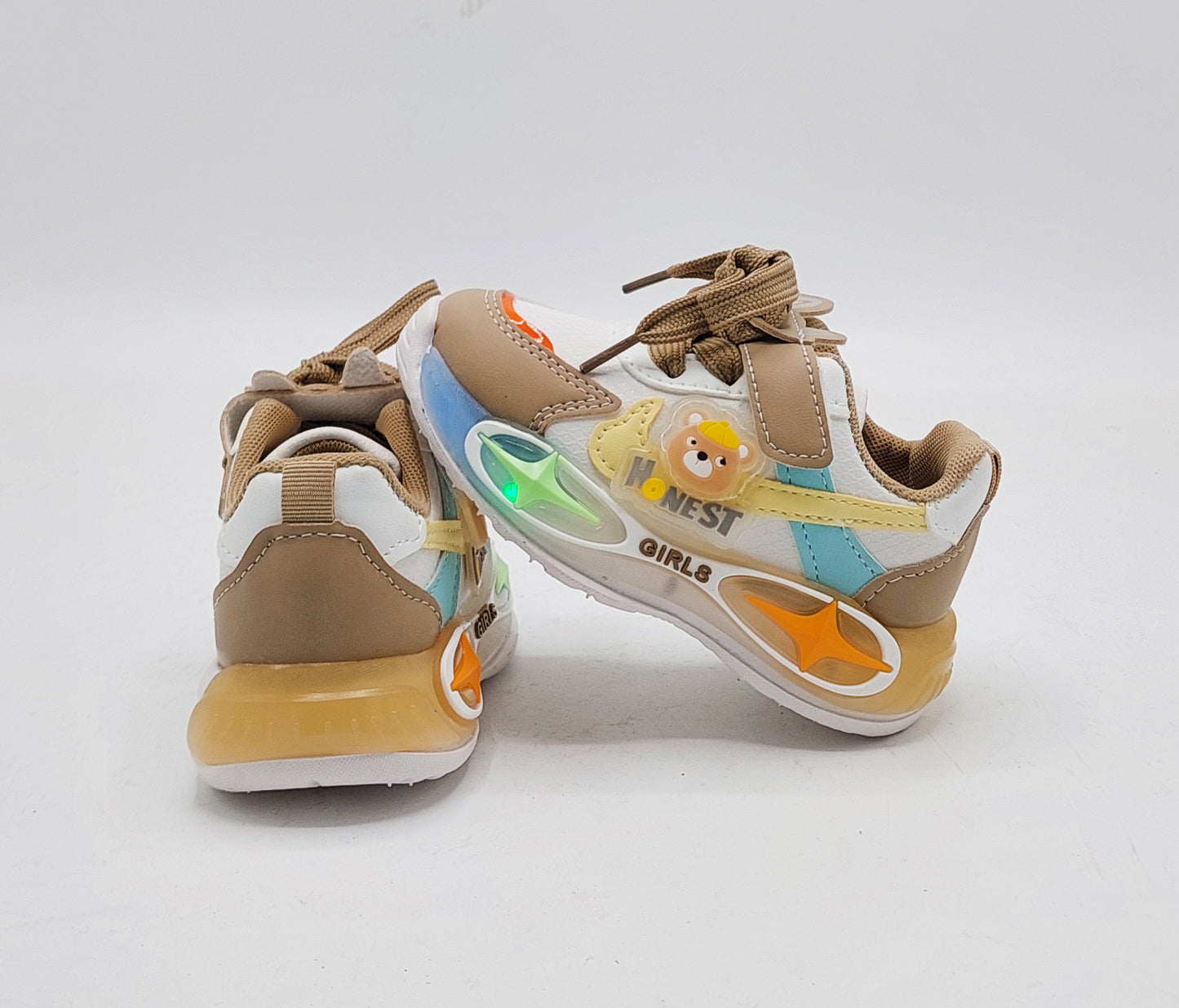 Lights in Sole Soft Sole Cute Design Shoes for Kids - YC102 (Brown)