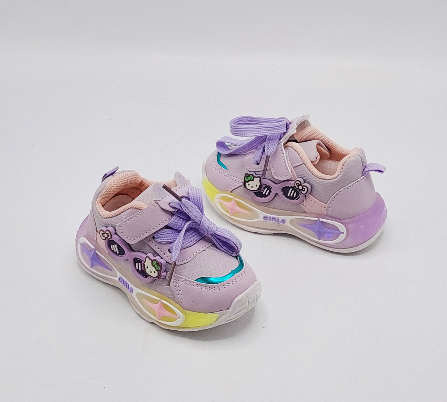 Lights in Sole Soft Sole Cute Design Shoes for Kids - YC101 (Light Purple)