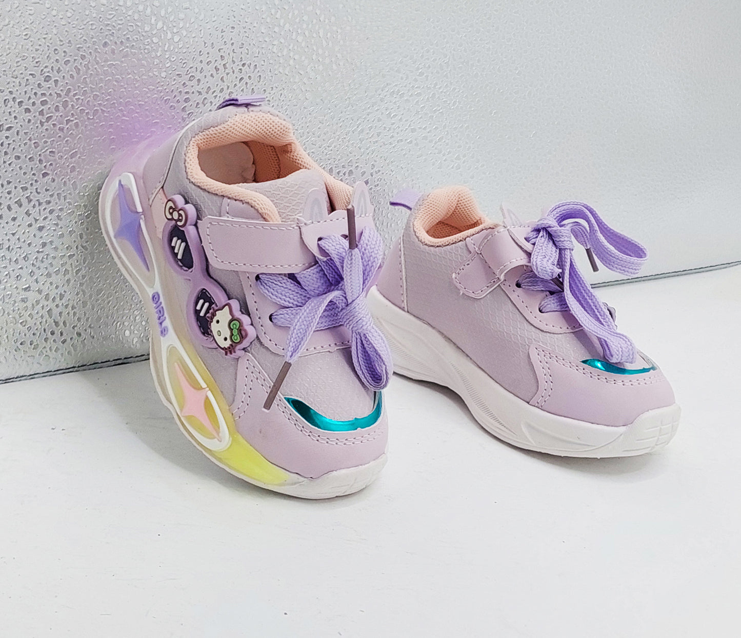 Lights in Sole Soft Sole Cute Design Shoes for Kids - YC101 (Light Purple)