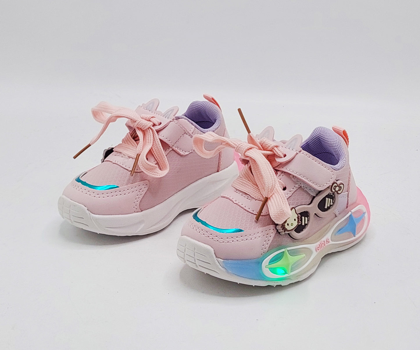 Lights in Sole Soft Sole Cute Design Shoes for Kids - YC101 (Pink)