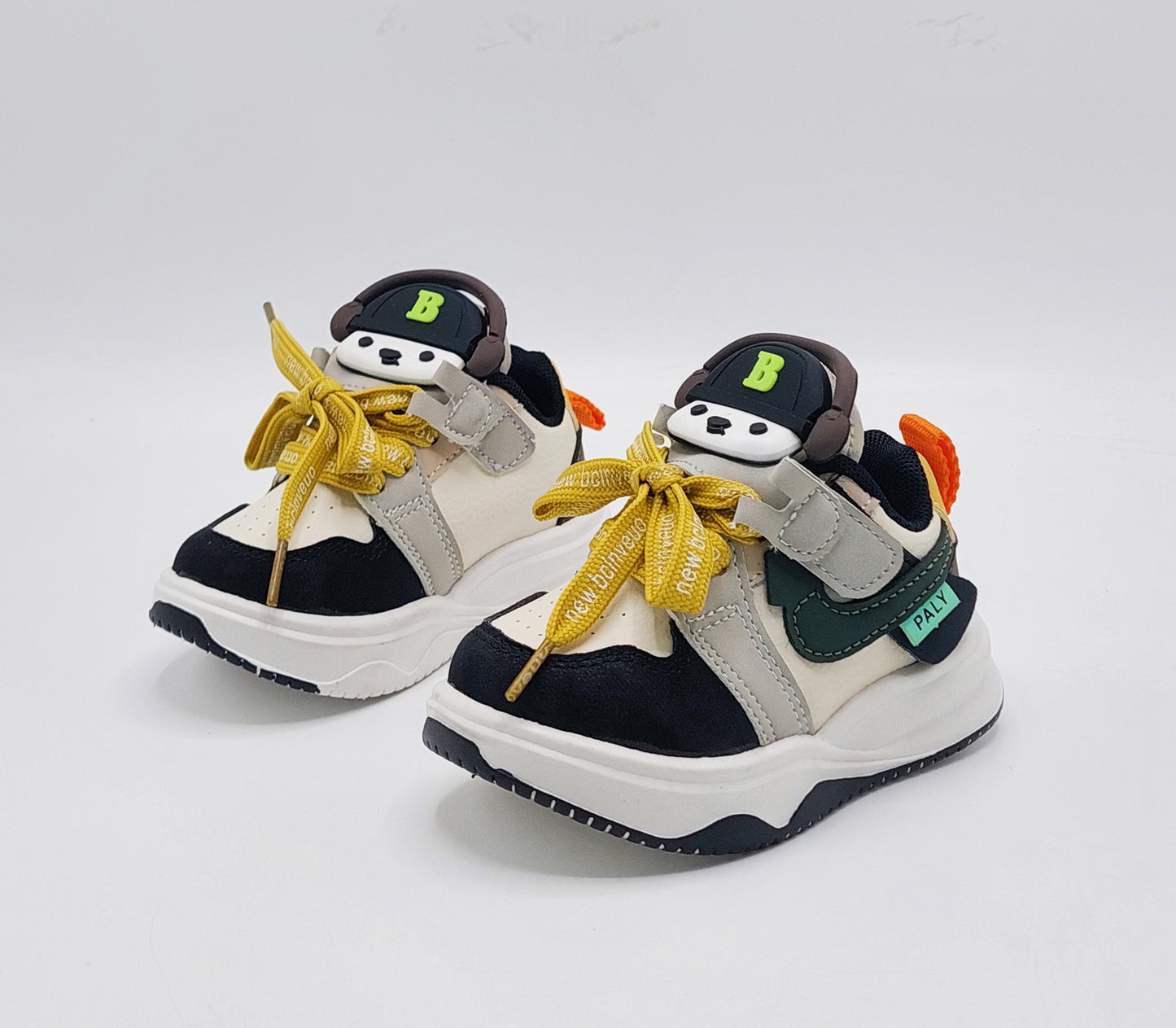 Cute Design Soft Sole Trendy Look Sneakers for Kids - 603M12 (Black)