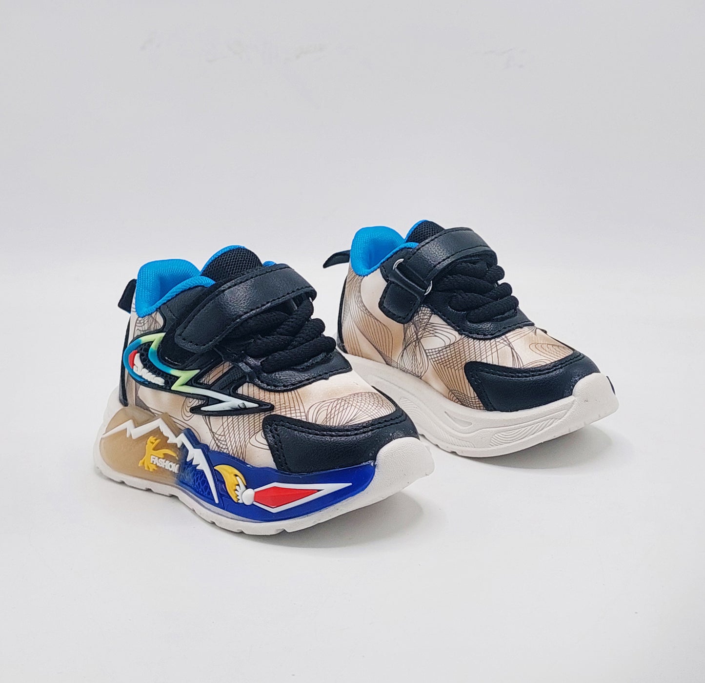 Lights In Sole Trendy Look Premium Quality Sneakers For Boys And Girls - YD5 (Beige)