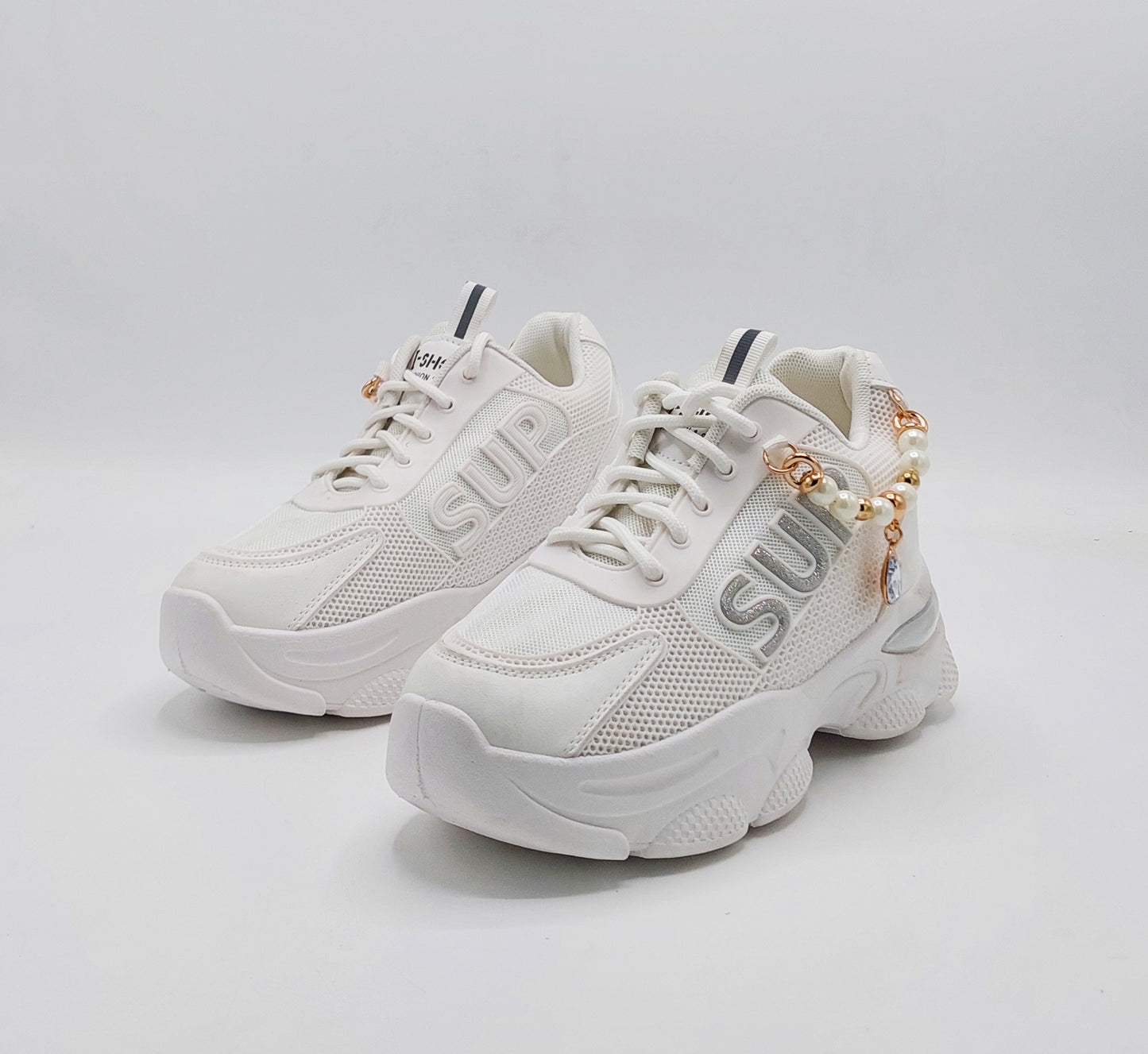 Women's Thick Sole Trendy Look Sneakers - 2025 (White)