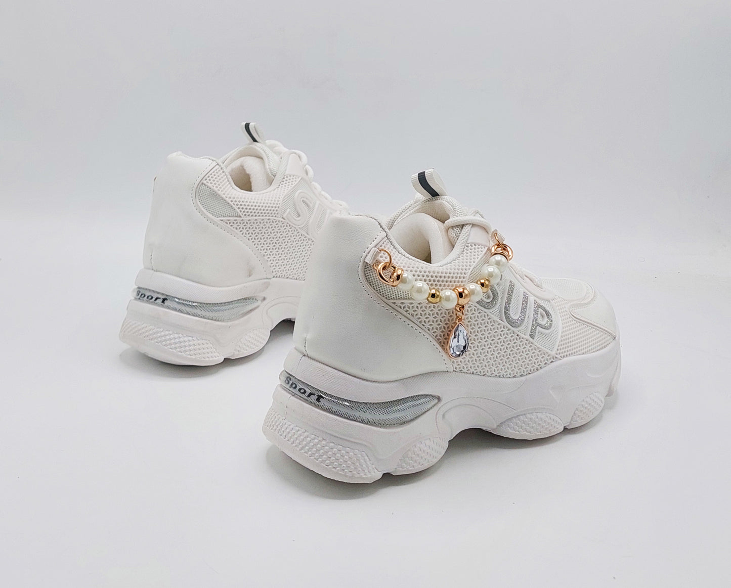 Women's Thick Sole Trendy Look Sneakers - 2025 (White)