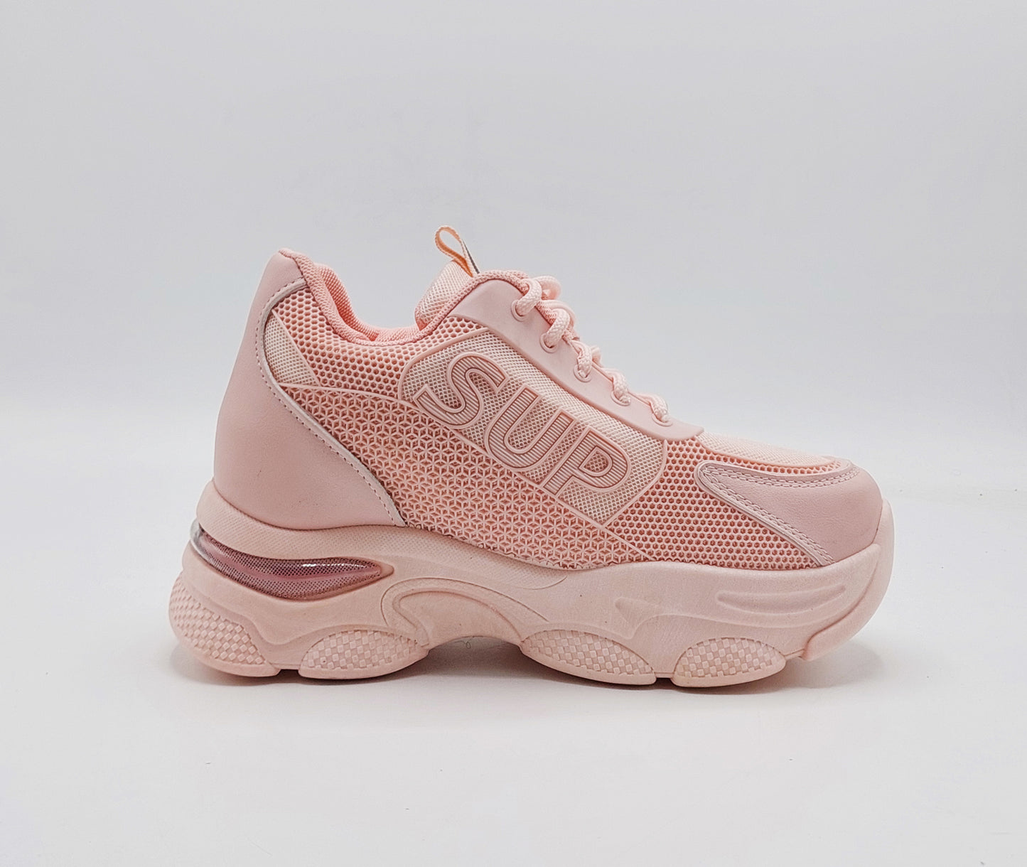 Women's Thick Sole Trendy Look Sneakers - 2025 (Pink)