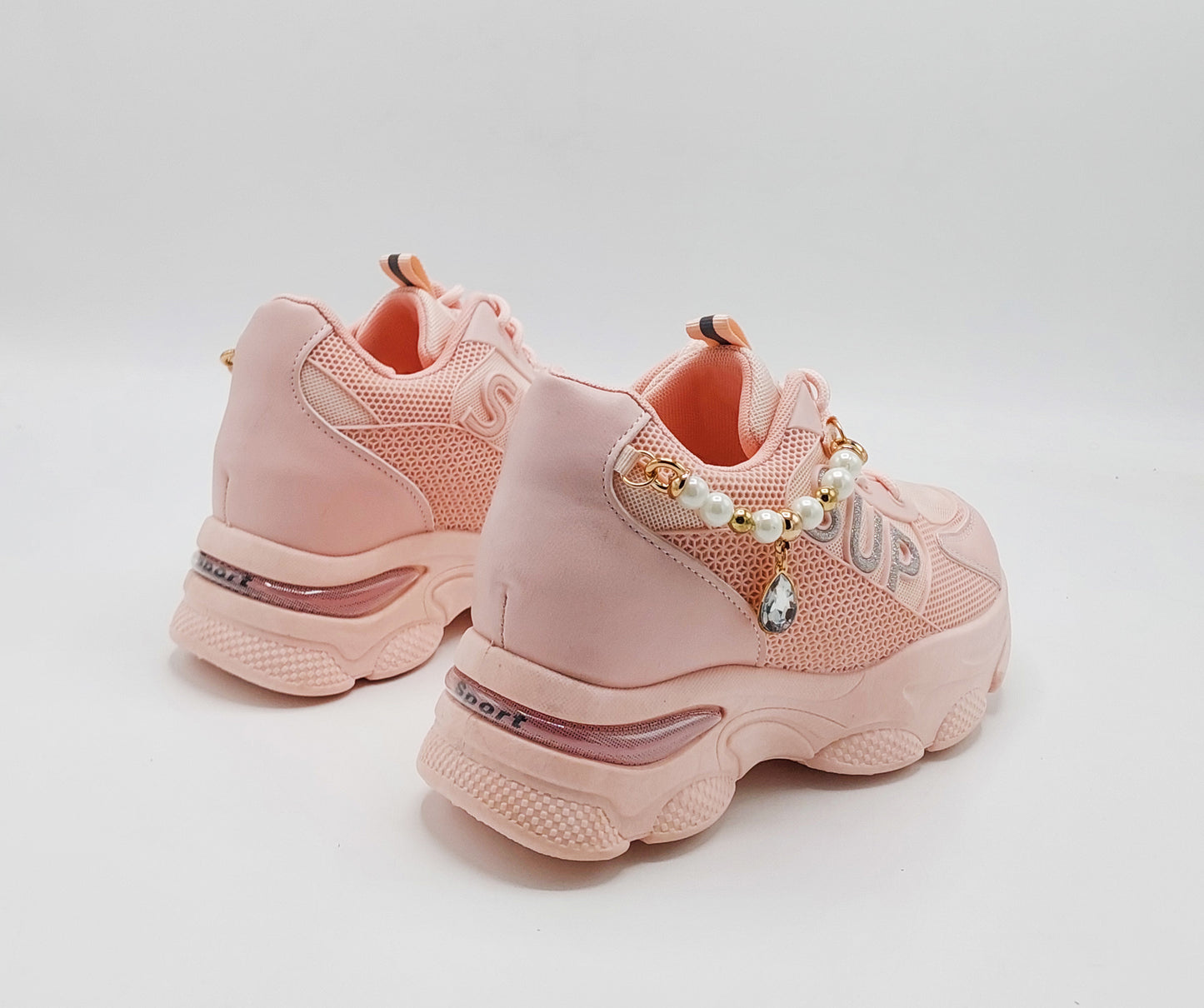 Women's Thick Sole Trendy Look Sneakers - 2025 (Pink)