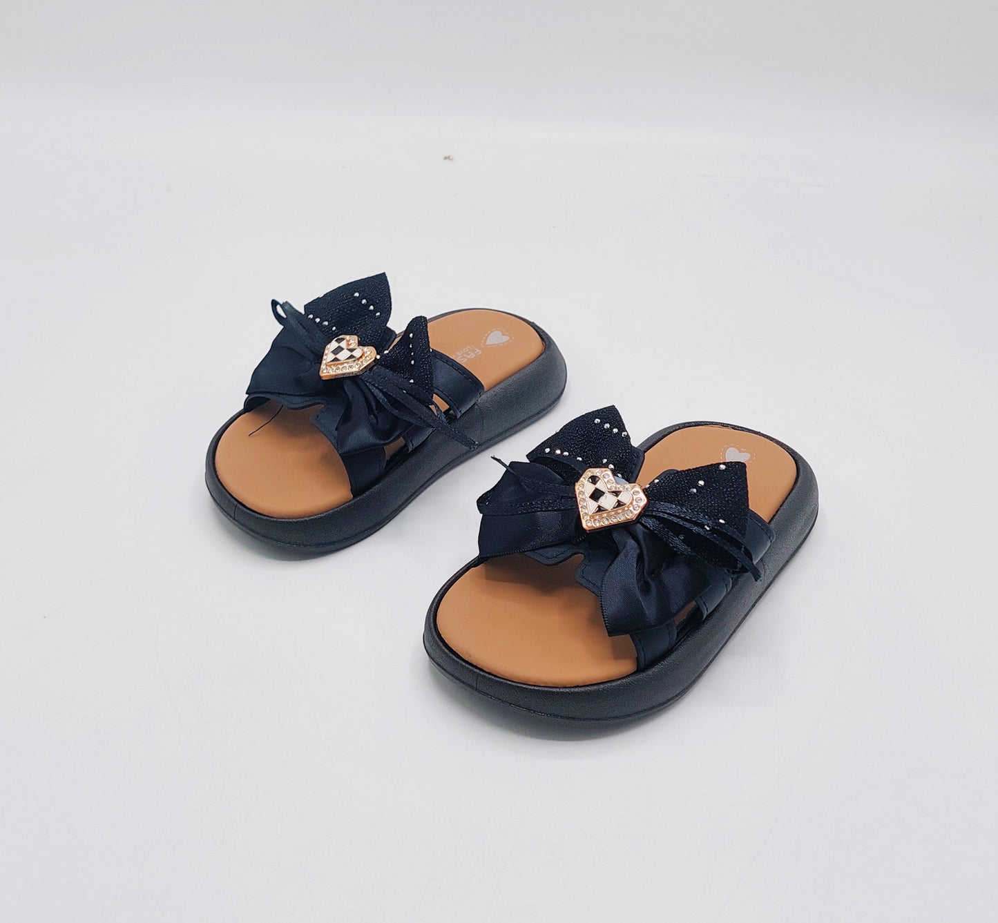 Trendy Looking Bow Slippers With Heart Buckle For Girls - BX12