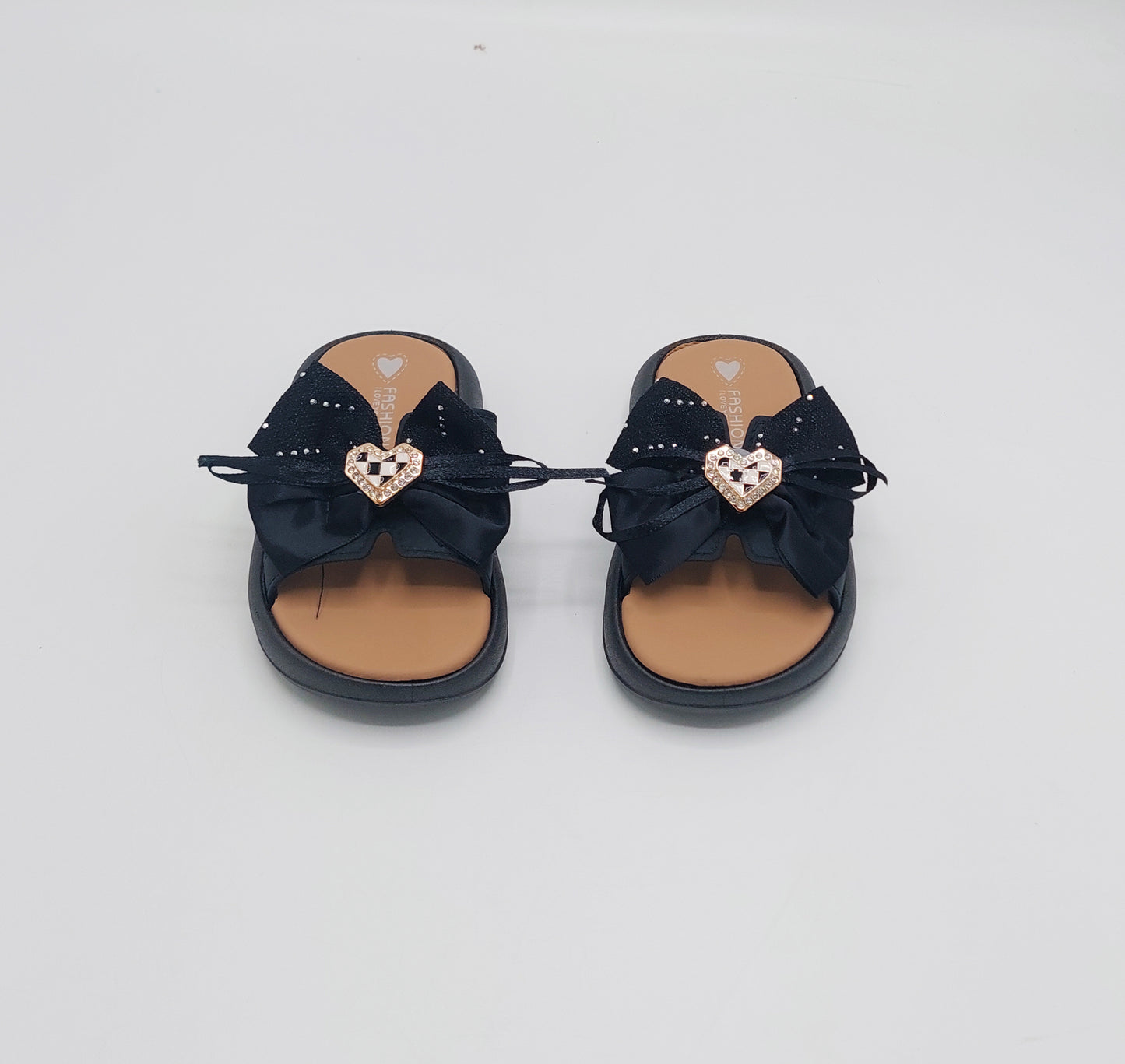 Trendy Looking Bow Slippers With Heart Buckle For Girls - BX12