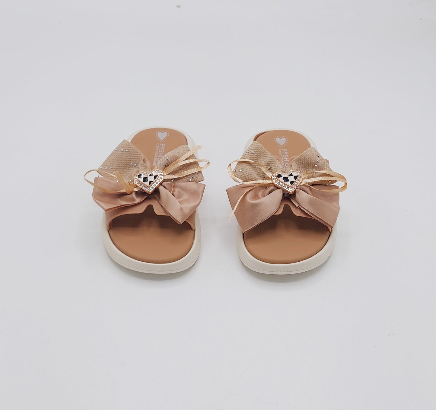 Trendy Looking Bow Slippers With Heart Buckle For Girls - BX12