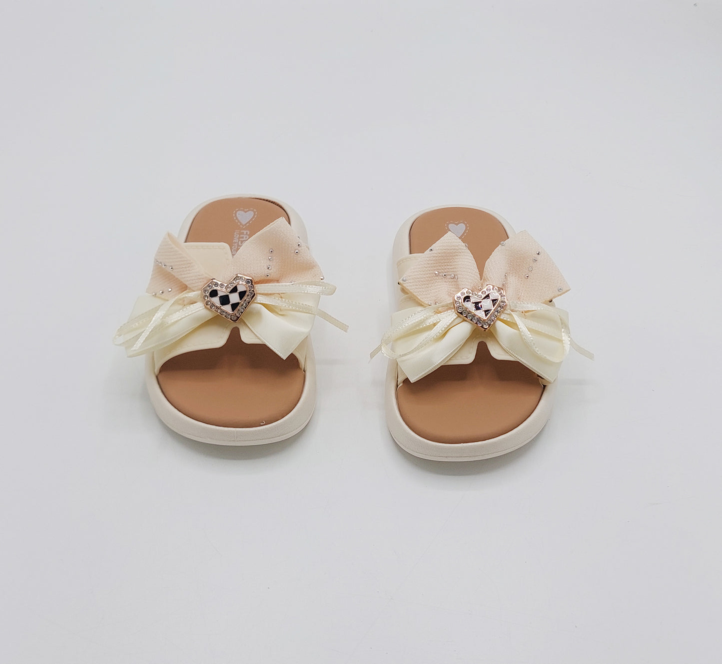 Trendy Looking Bow Slippers With Heart Buckle For Girls - BX12