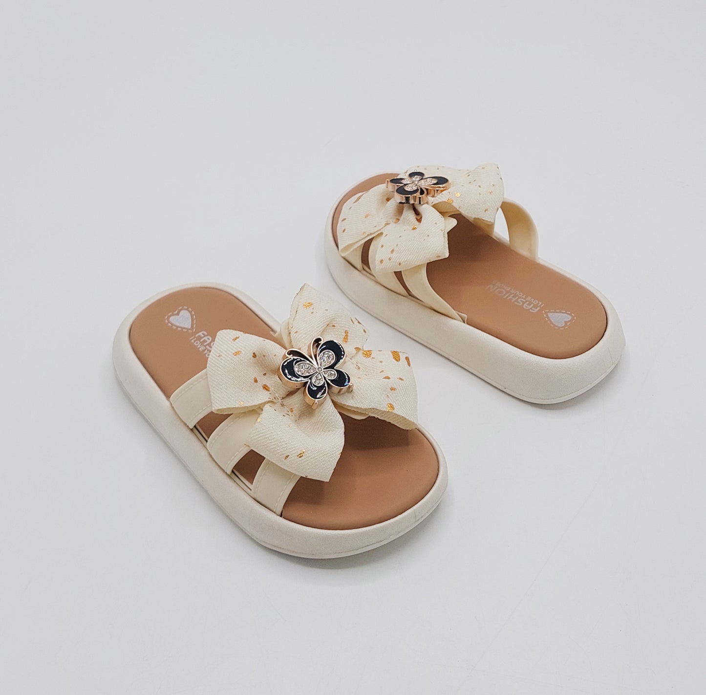 Trendy Looking Bow Slippers With Butterfly Buckle For Girls - BX13