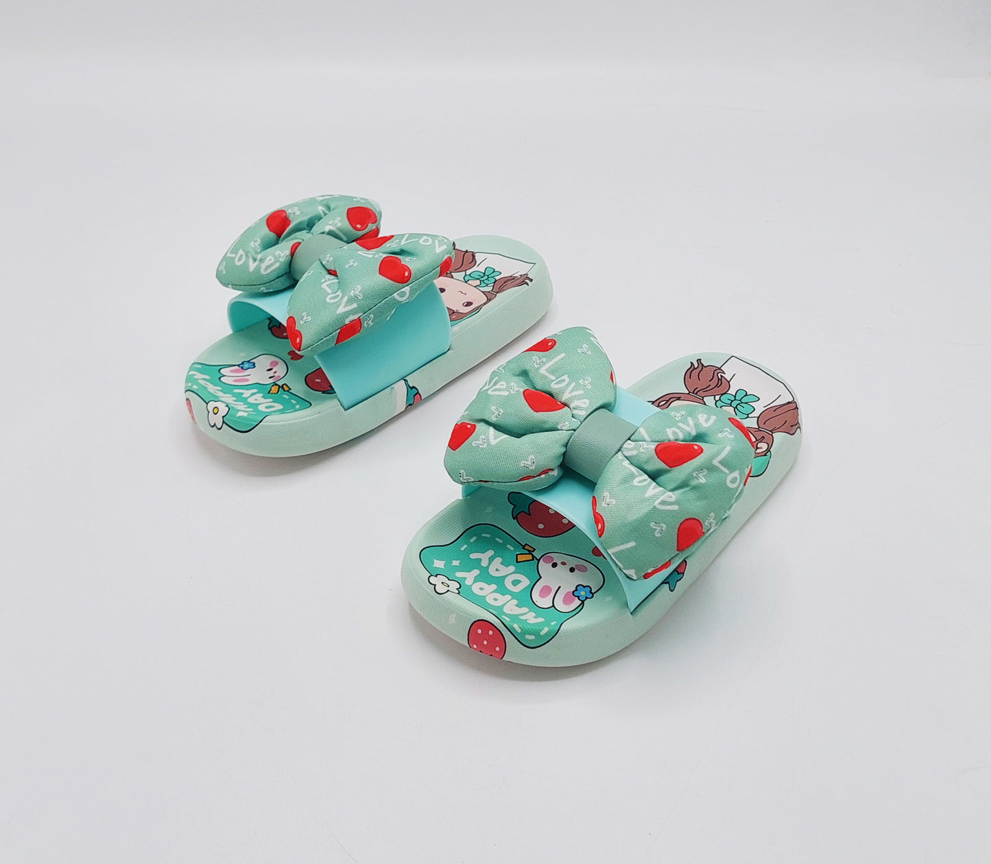 Trendy Looking Bow Slippers for Girls - 22022 (Green)
