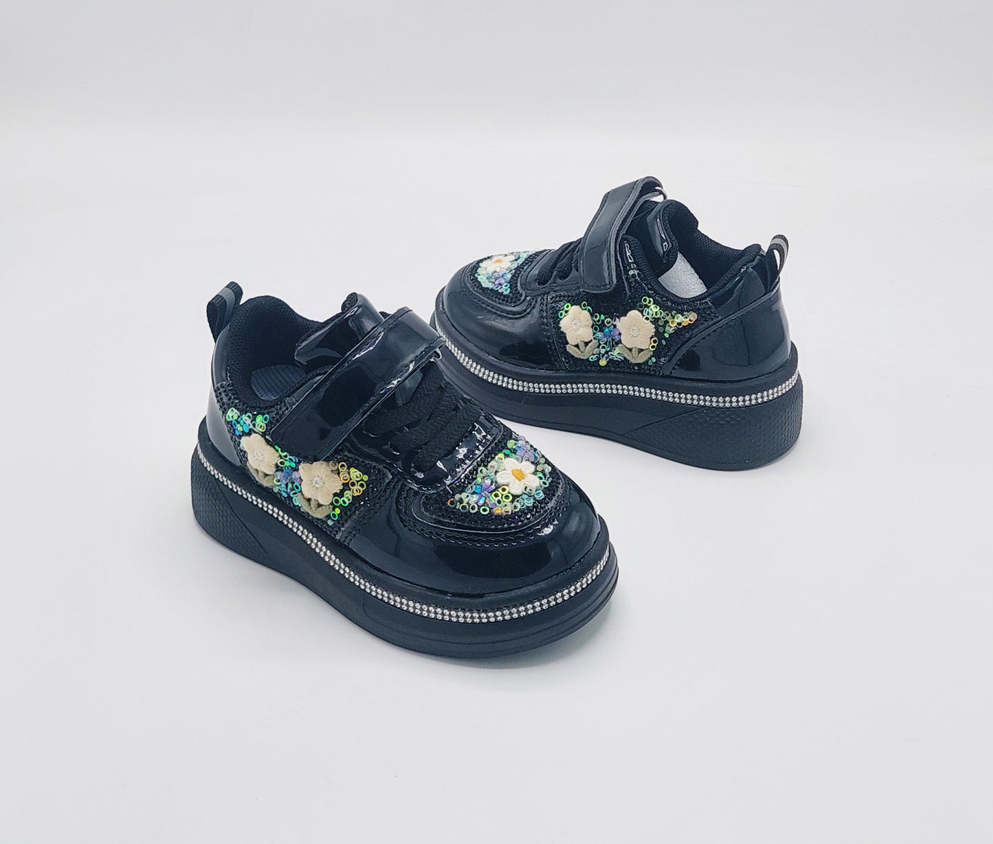 Girls Fancy Look Soft Sneakers for Kids - FMJ215 (Black)