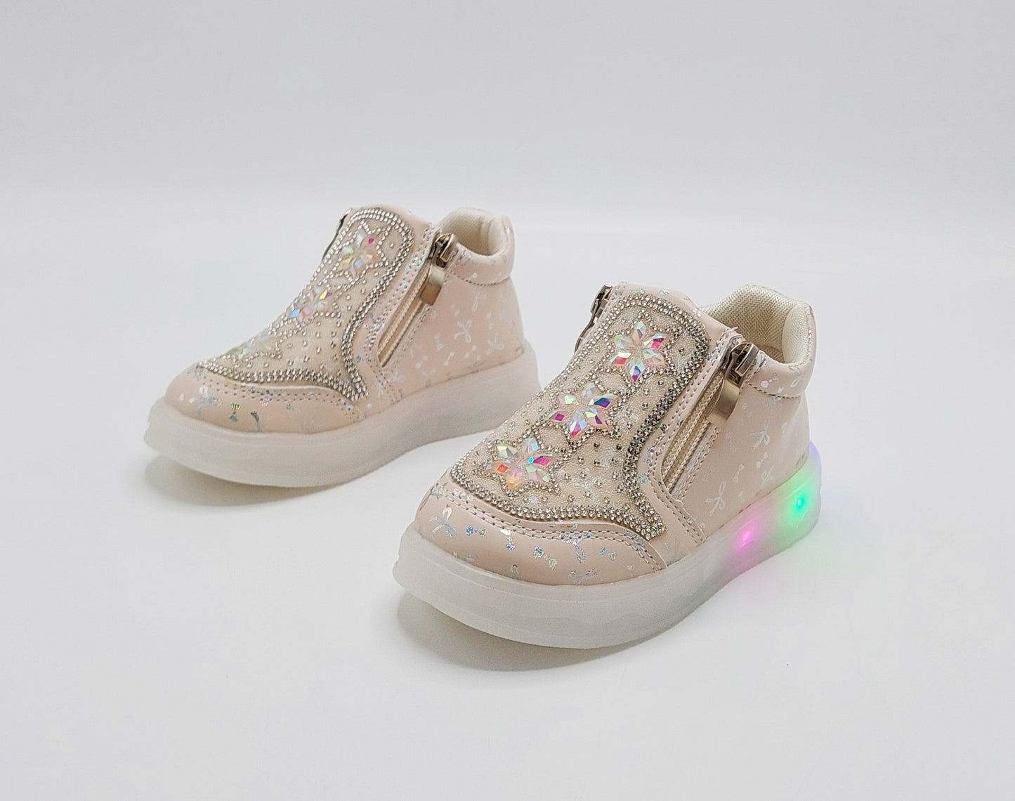 Lights in Sole Fancy Design Sneakers for Kids Girls - MTX201 (Beige)