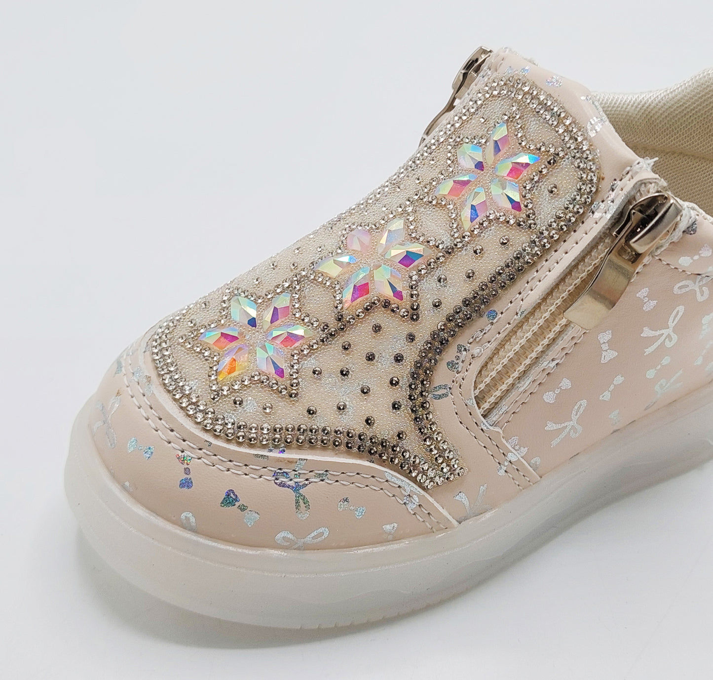 Lights in Sole Fancy Design Sneakers for Kids Girls - MTX201 (Beige)