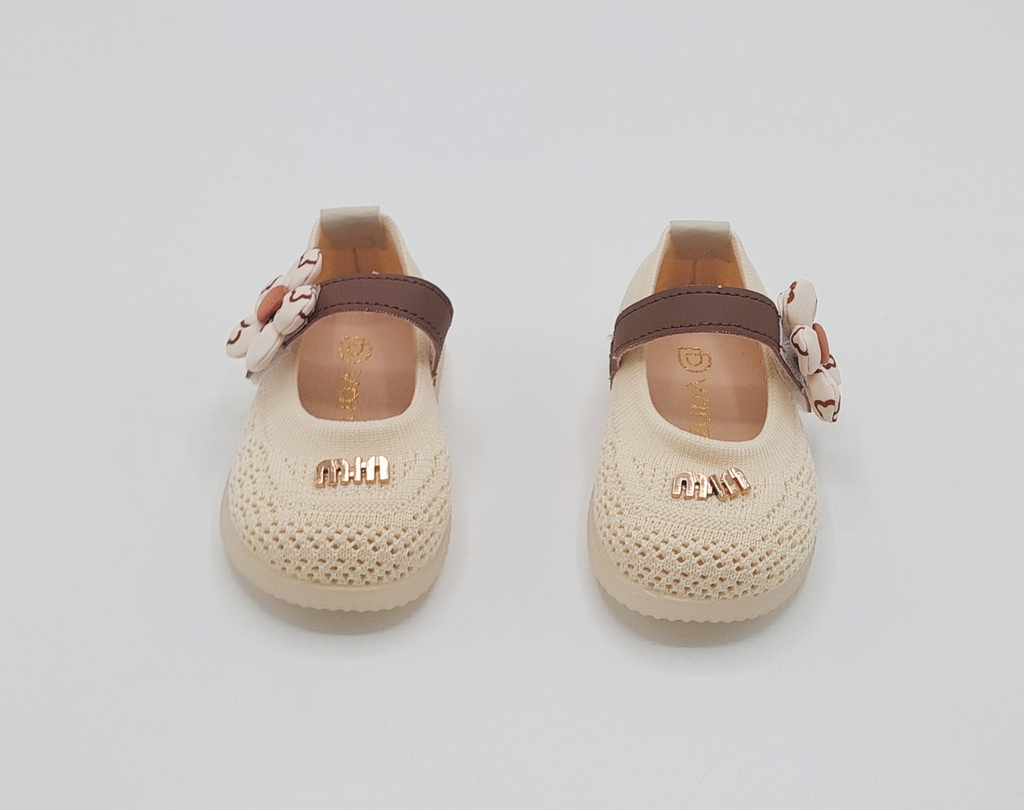 Lights in Sole Soft Sole Fancy Pumps for Kids - A90 (Beige)