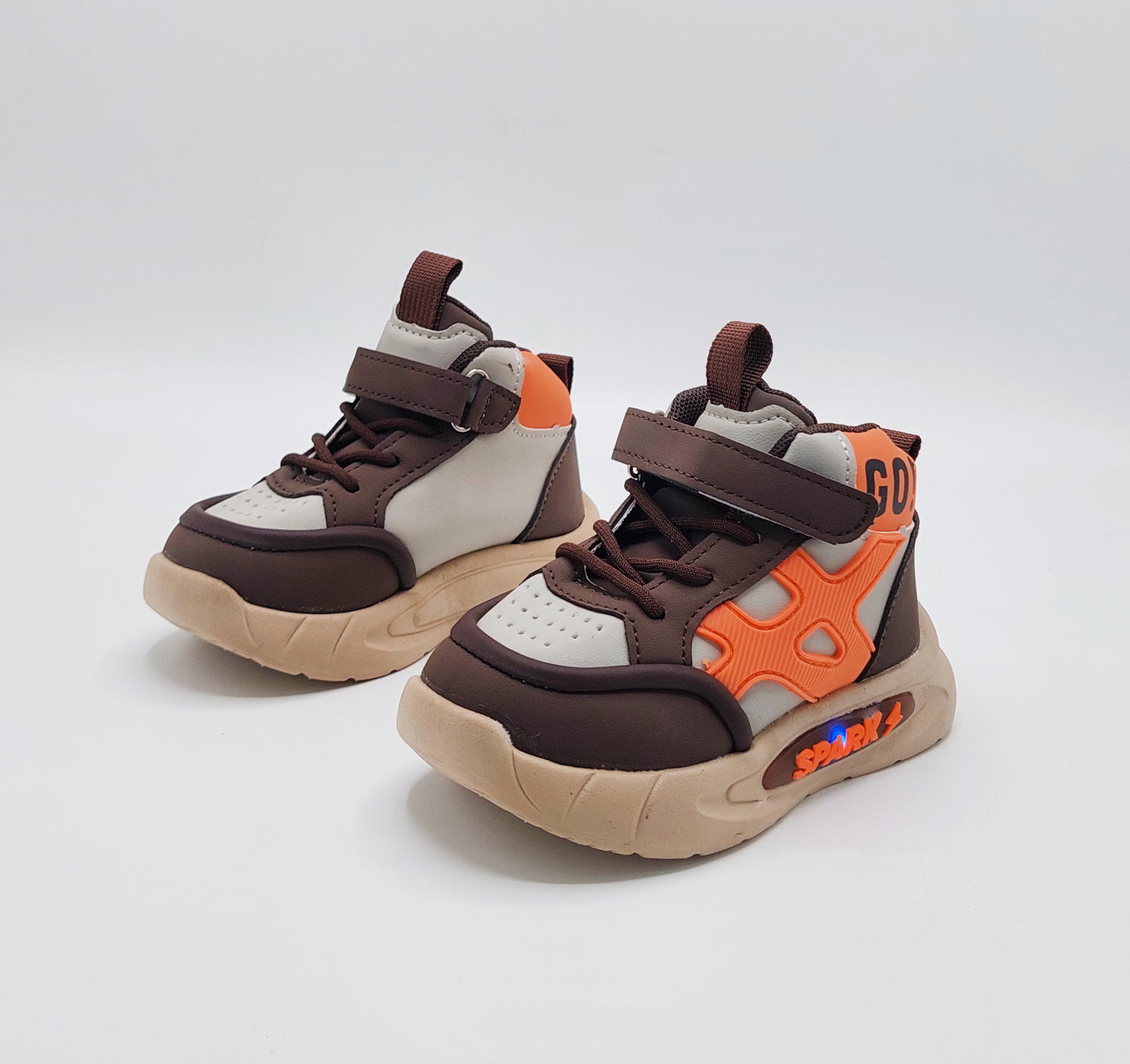 Light Sole Trendy Look Sneakers for Kids - HLB01 (Brown)