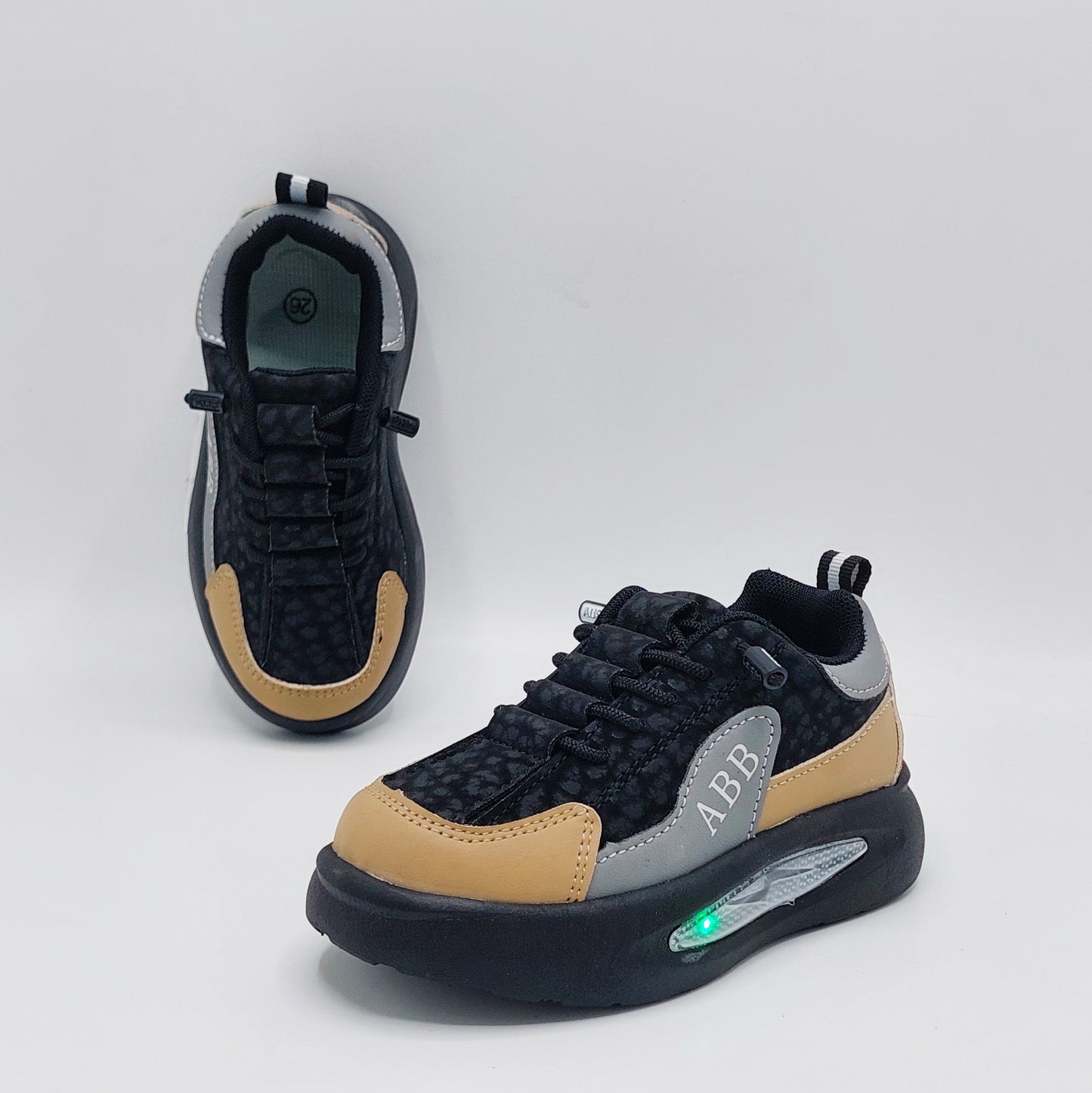 Lights in Sole New Trendy Design Sneakers for Kids - ABB512 (Black)
