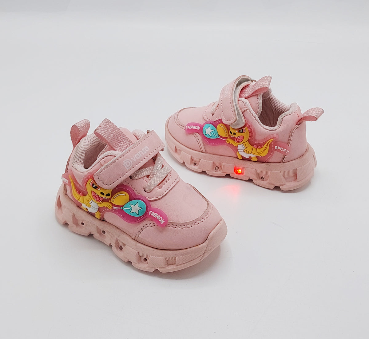 Lights in Sole Dino theme Shoes for Kids - DVM3 (Pink)