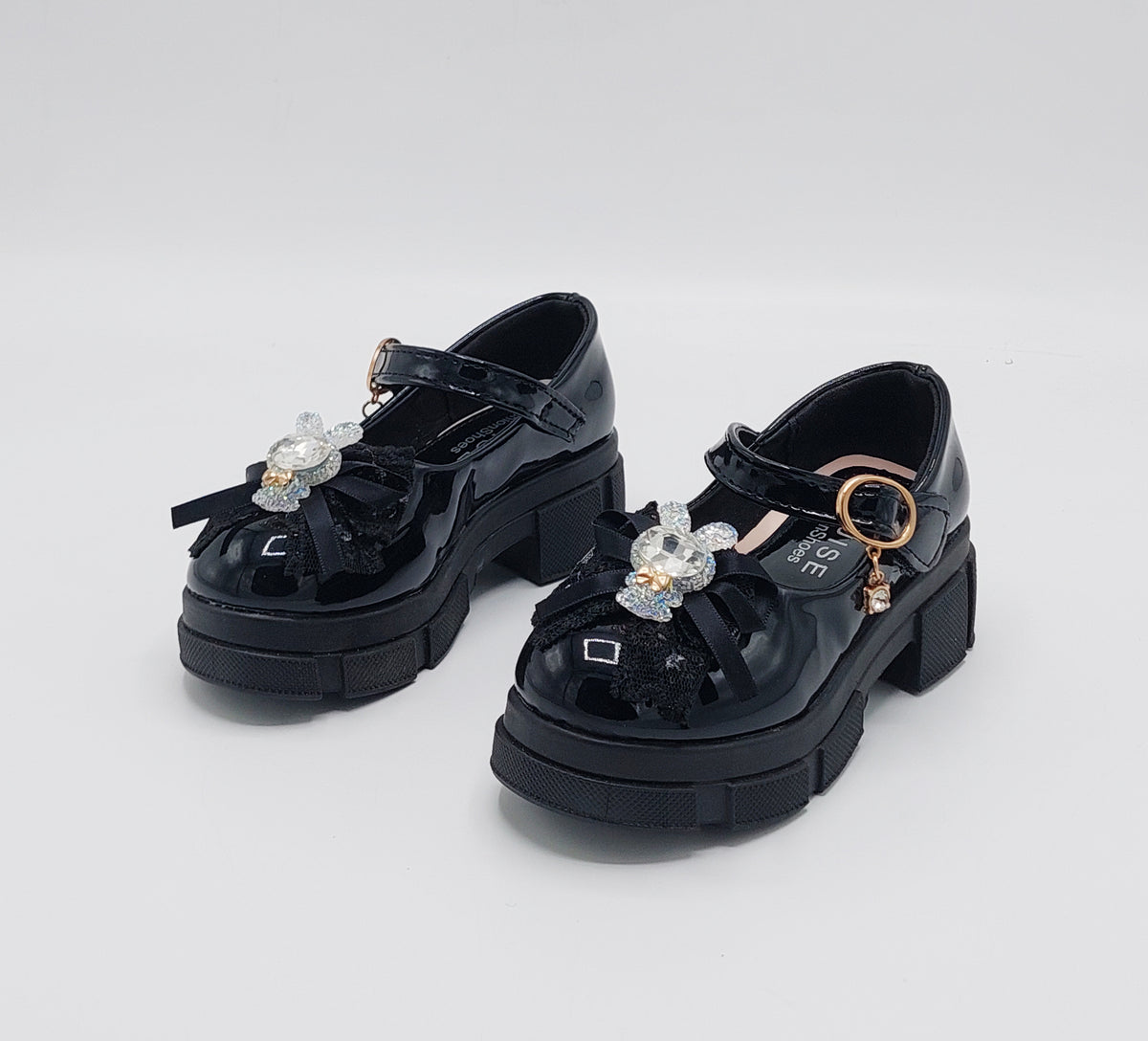 Girl's Beautiful Design Heels Pumps for Kids - PU1 (Black)