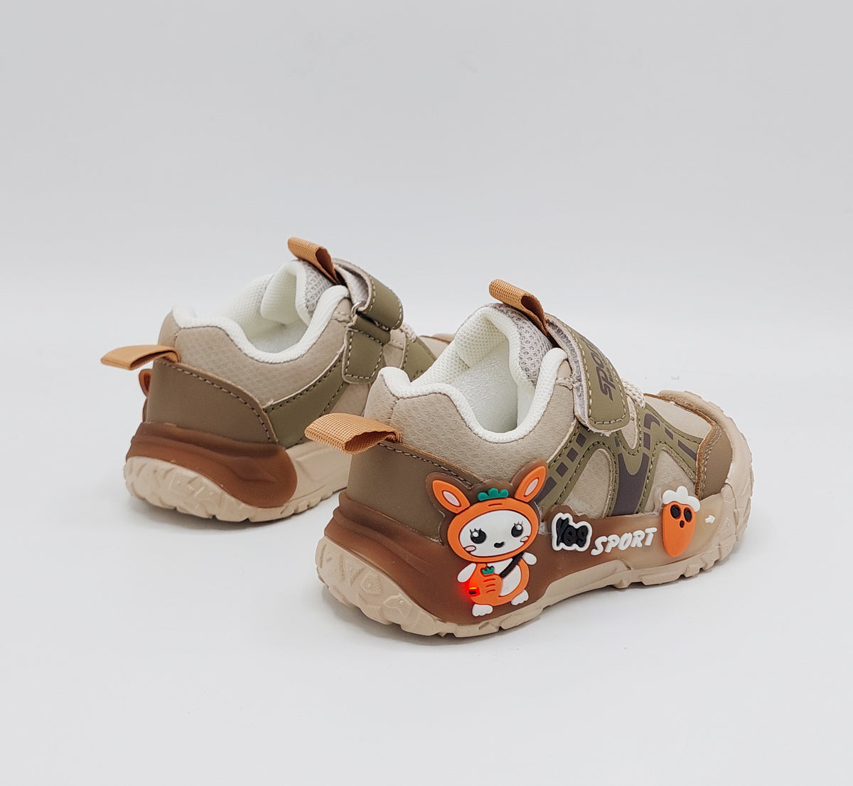 Lights in Sole Cute Design Sneakers for Kids - BG07 (Khaki)