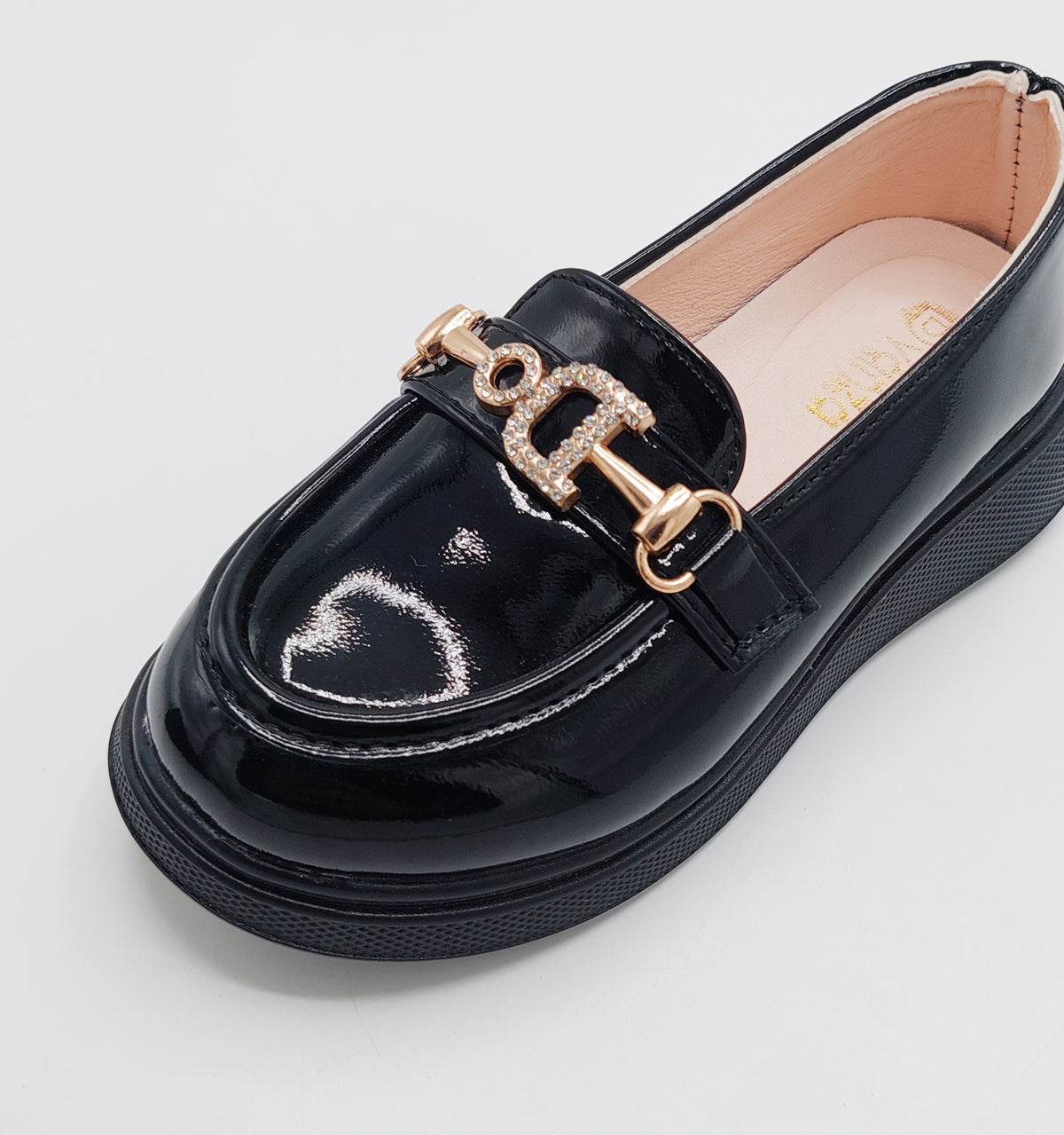 Beautiful Design Glossy Look Loafers for Kids Girls - YK8 (Black)
