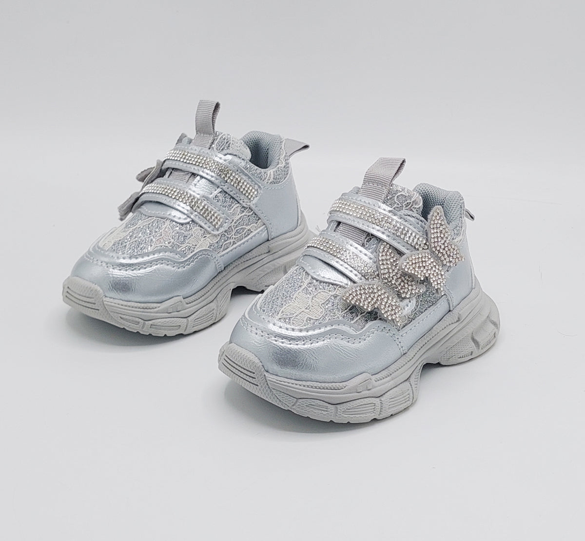Beautiful Design Fancy Look Sneakers for Kids Girls - LO108 (Silver)
