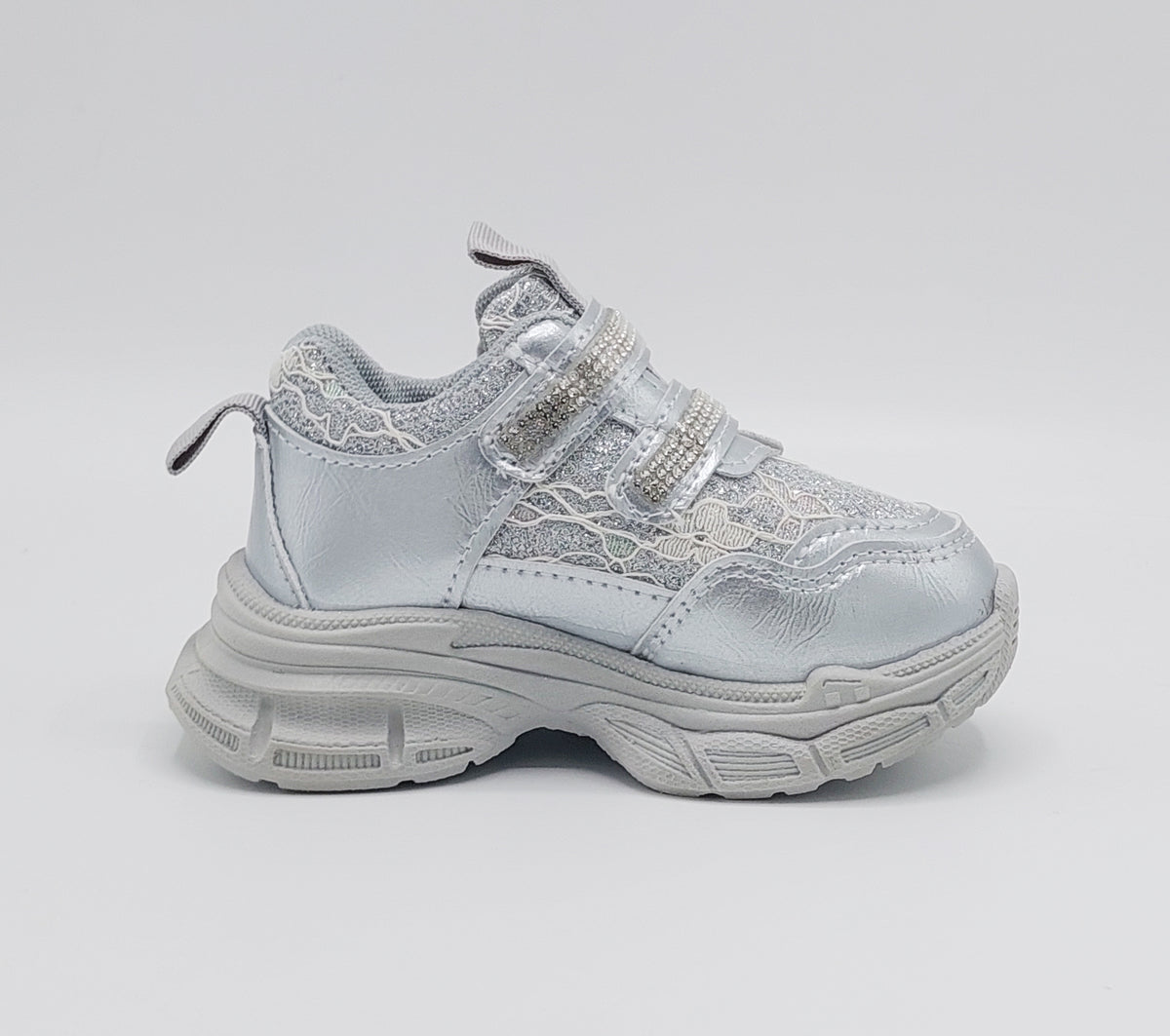 Beautiful Design Fancy Look Sneakers for Kids Girls - LO108 (Silver)