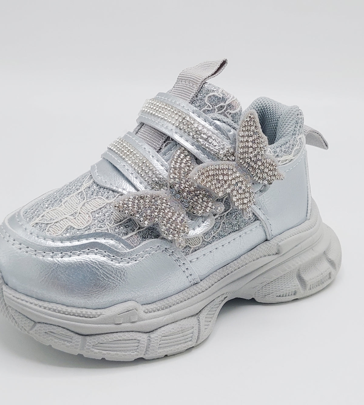 Beautiful Design Fancy Look Sneakers for Kids Girls - LO108 (Silver)