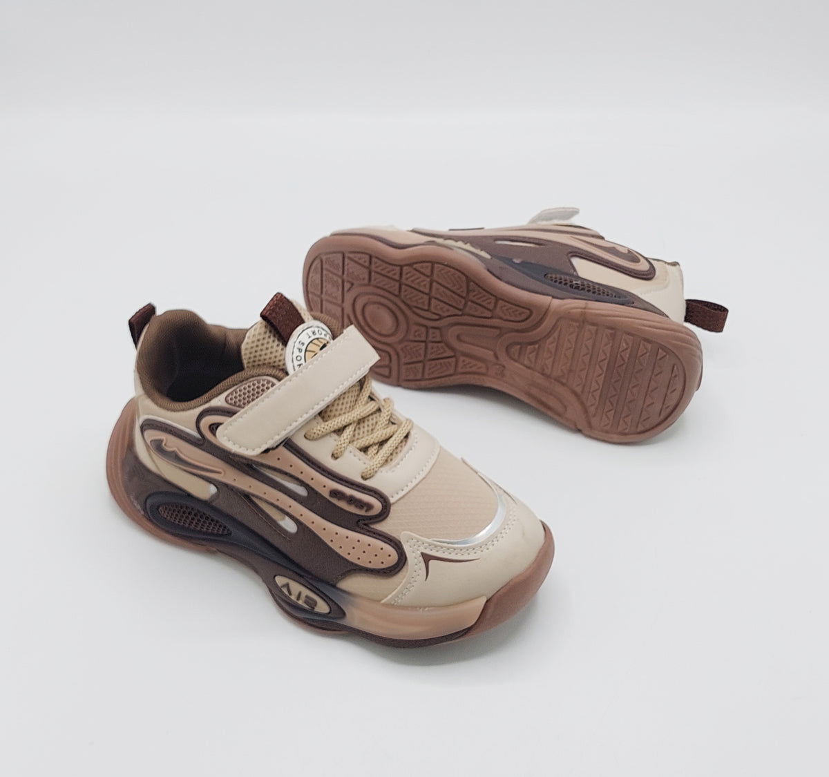 Premium Quality Sporty Look Sneakers for Kids - PF619 (Khaki)