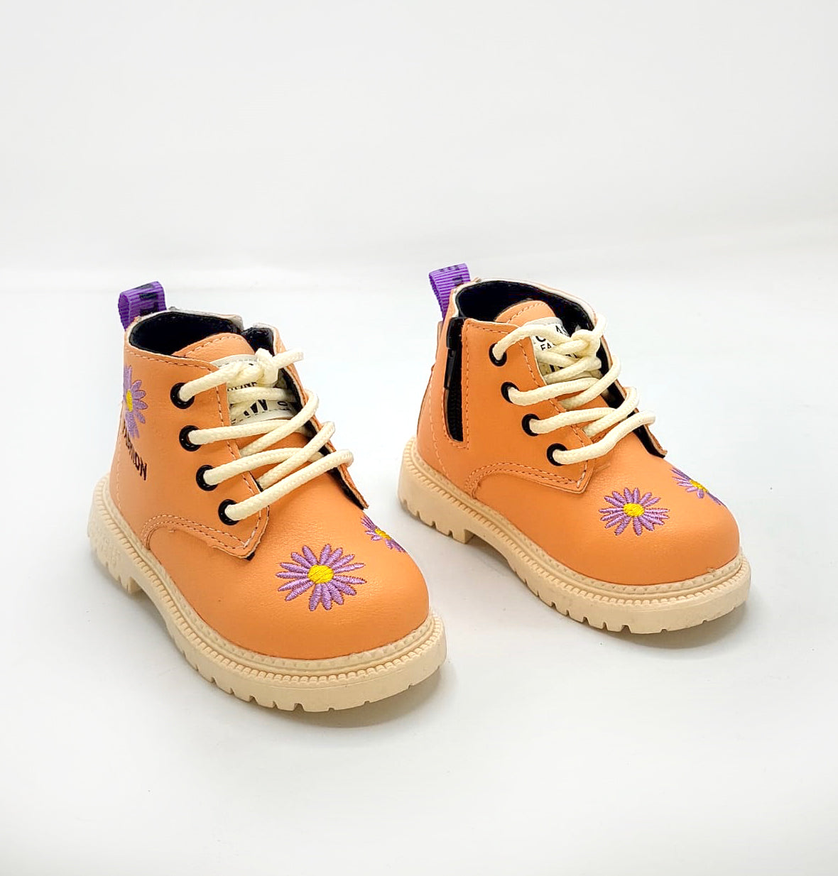 Beautiful Flower Printed Soft Sole Long Shoes for Kids Girls - 817