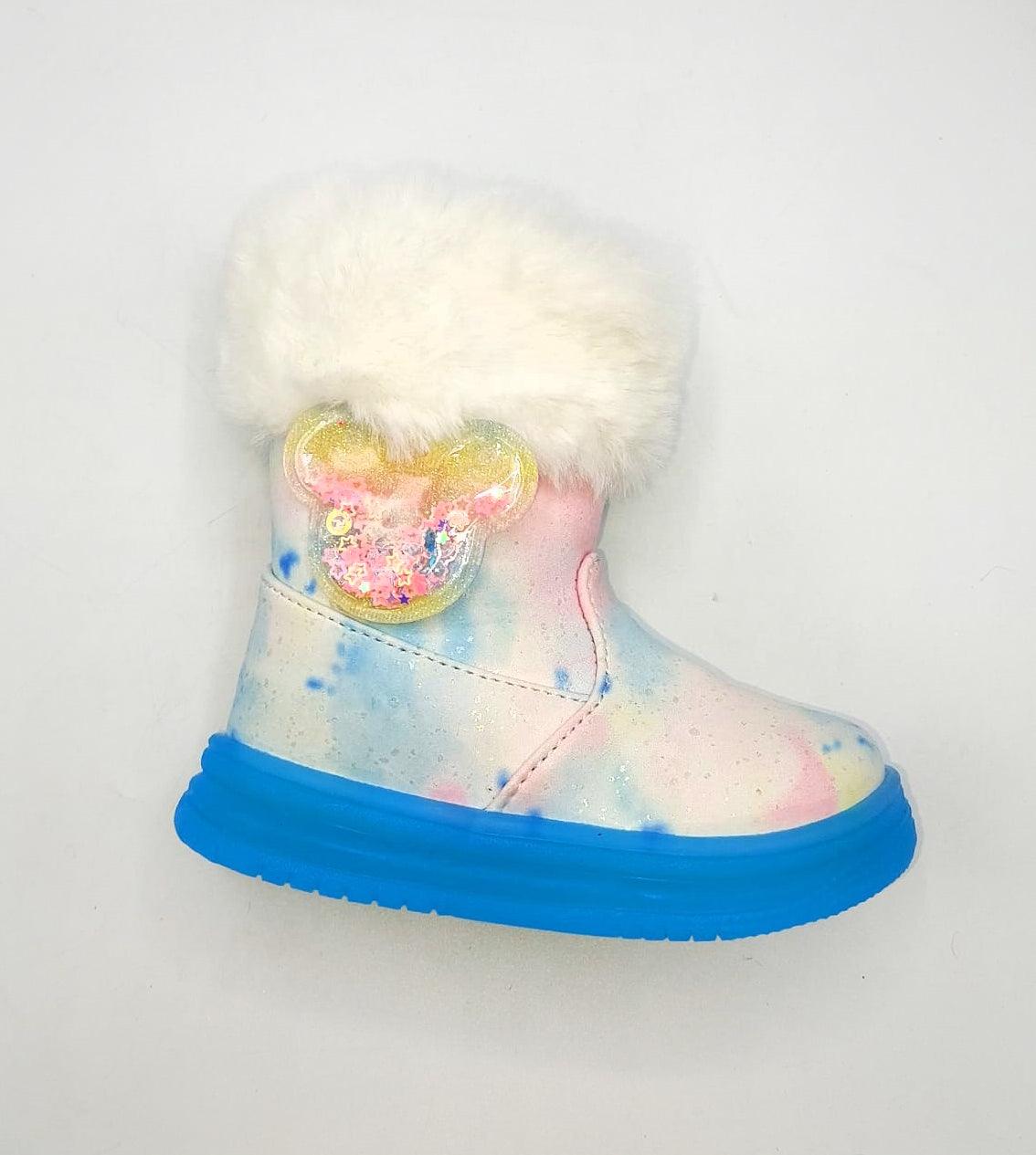 Colorful Warm Long Shoes with Glowing Soles for Kids - LTBLN-1