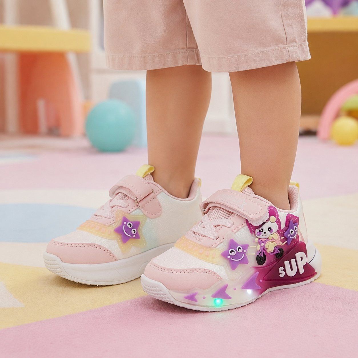 Lights In Sole Cute Design Shoes for Kids - SB14 (Pink)