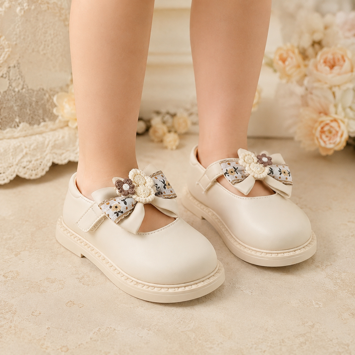 Kids Soft Sole Fancy Pumps - TZ101 (Beige)