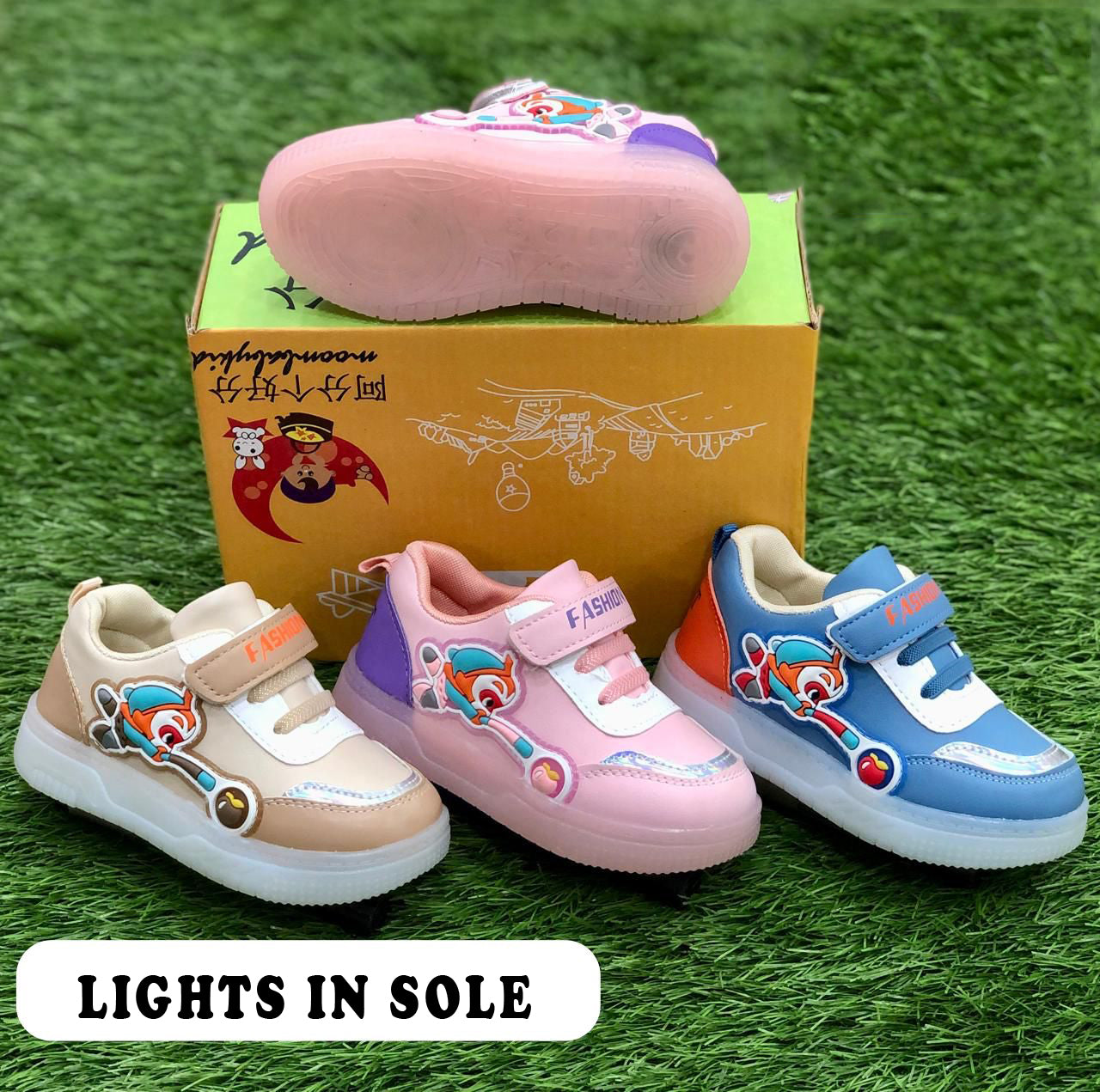 Lights in Sole Cute Design Soft Sole Sneakers for Kids - F38