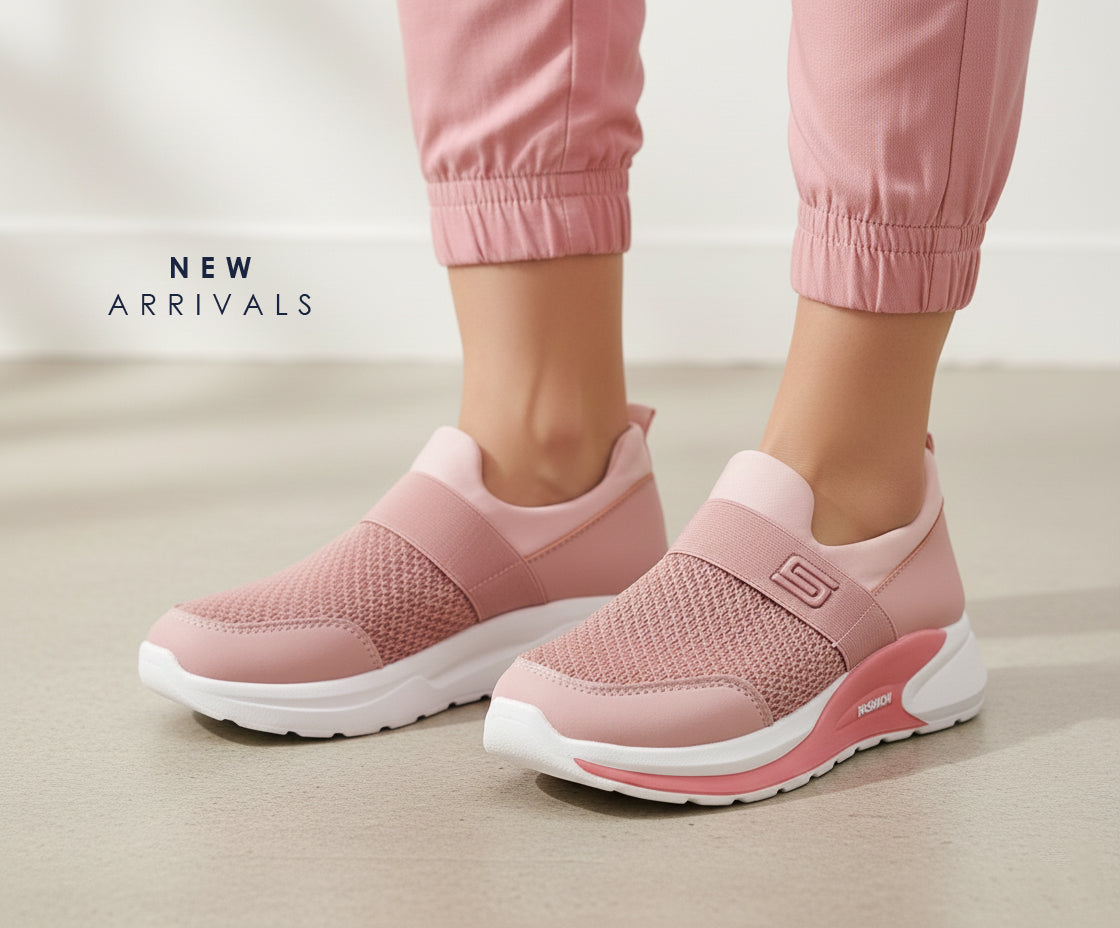 Premium Quality Soft Comfortable Sketchers Shoes for Men & Women - MSR4 (Pink)