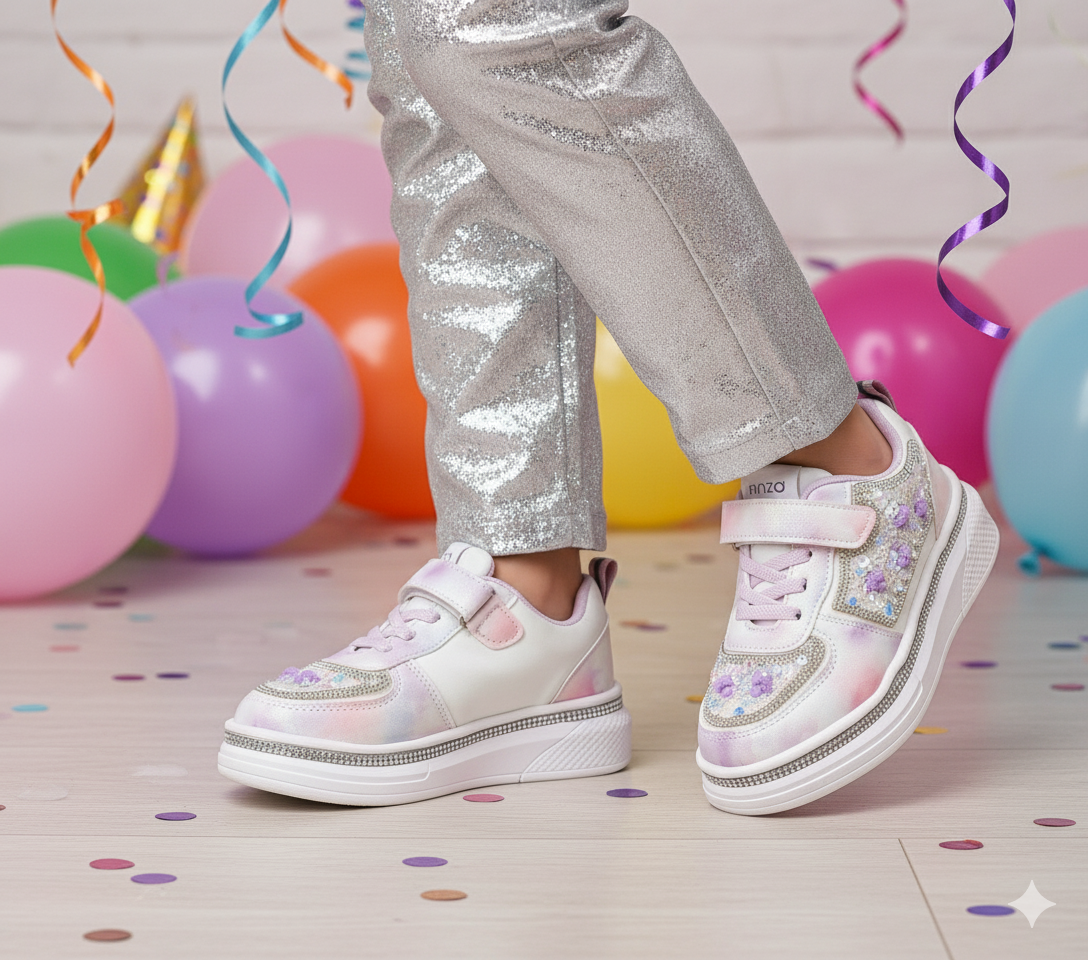 Beautiful Design Fancy Look Sneakers for Kids Girls - 901F