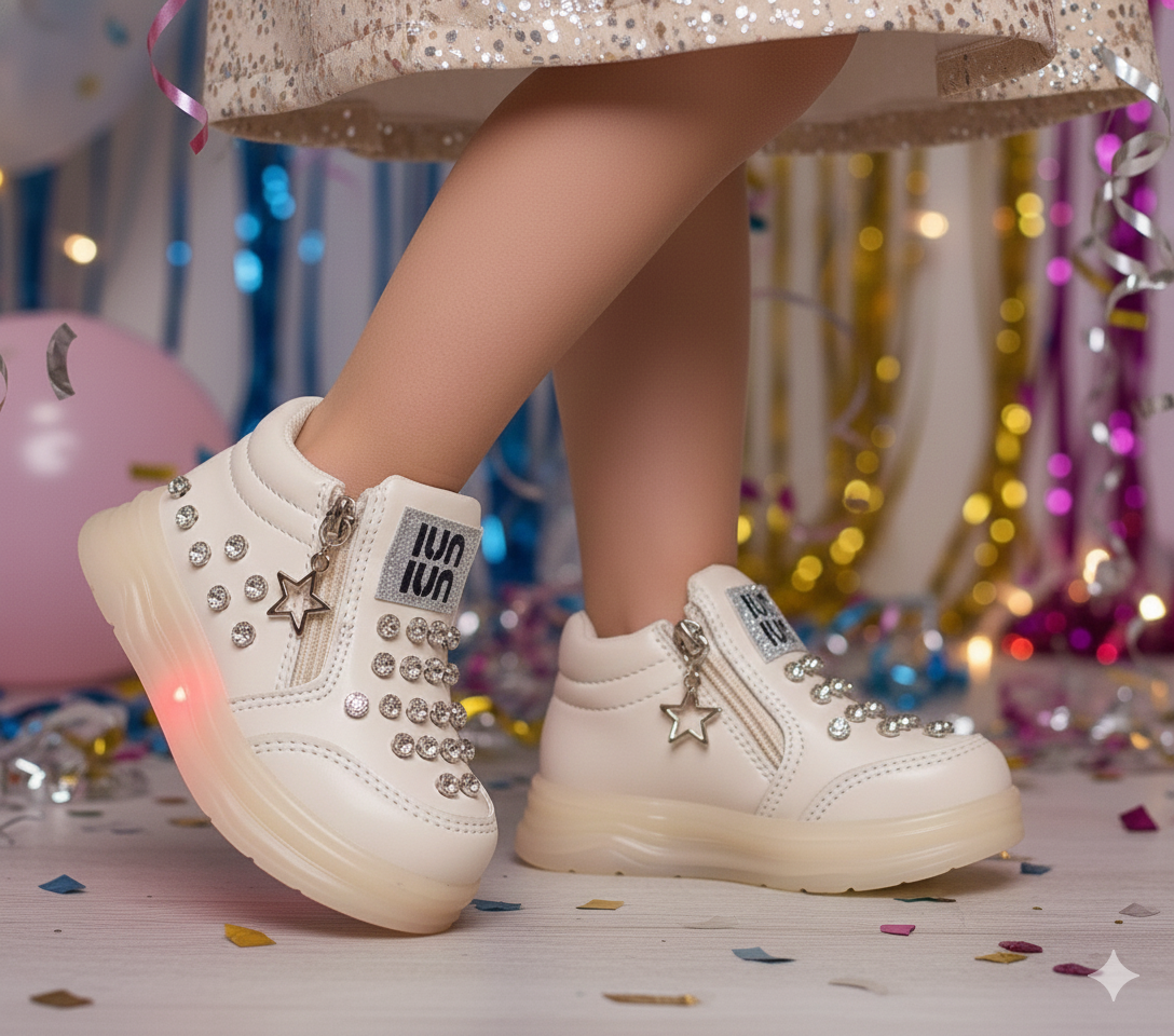 Kids Beautiful Design Fancy Shoes with Lights in Sole - ABB406