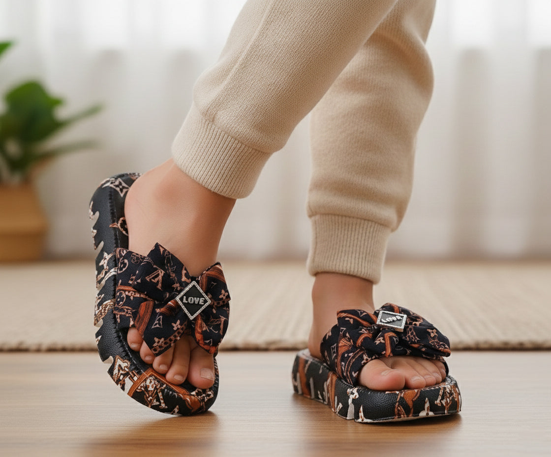 Girls Soft Comfy Softies Slippers for Kids - RO1 (Black)