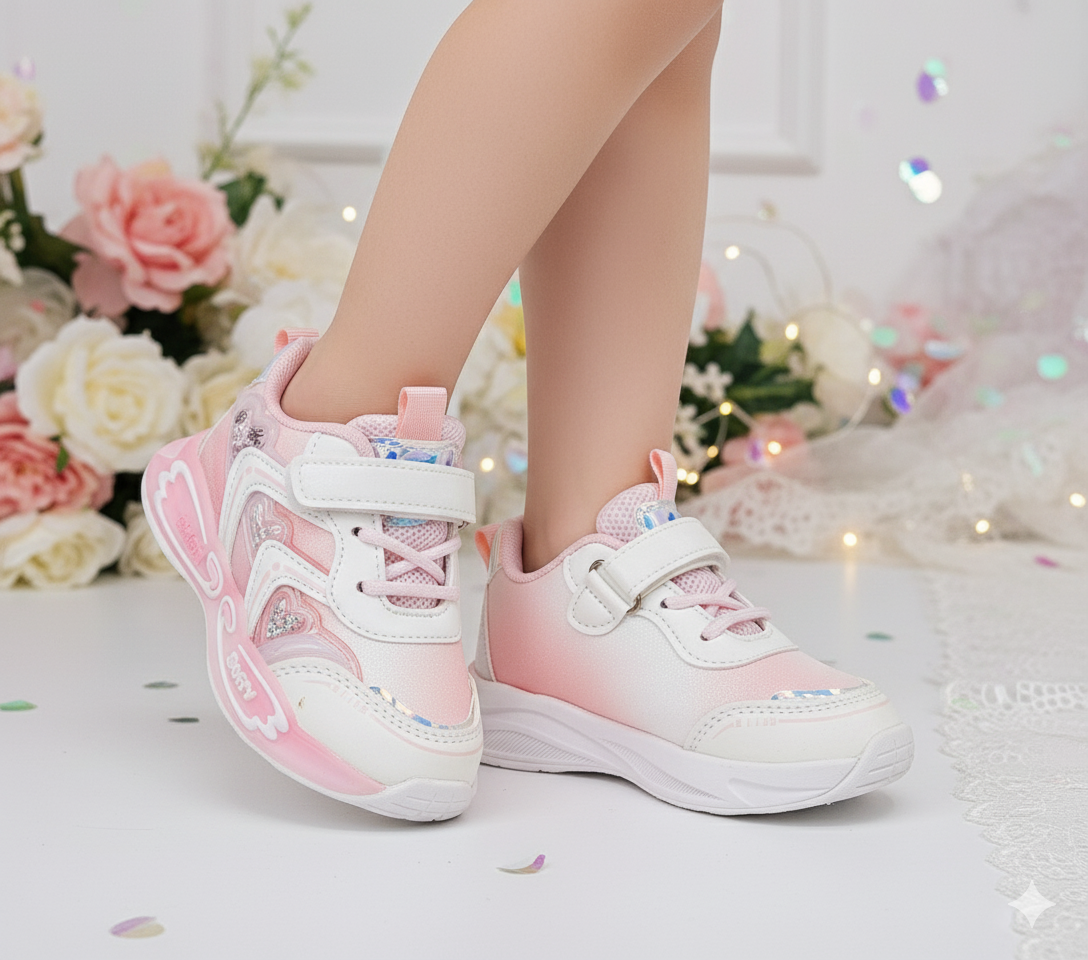 Premium Quality Soft Sole Fancy Design Sneakers for Kids girls - UM04